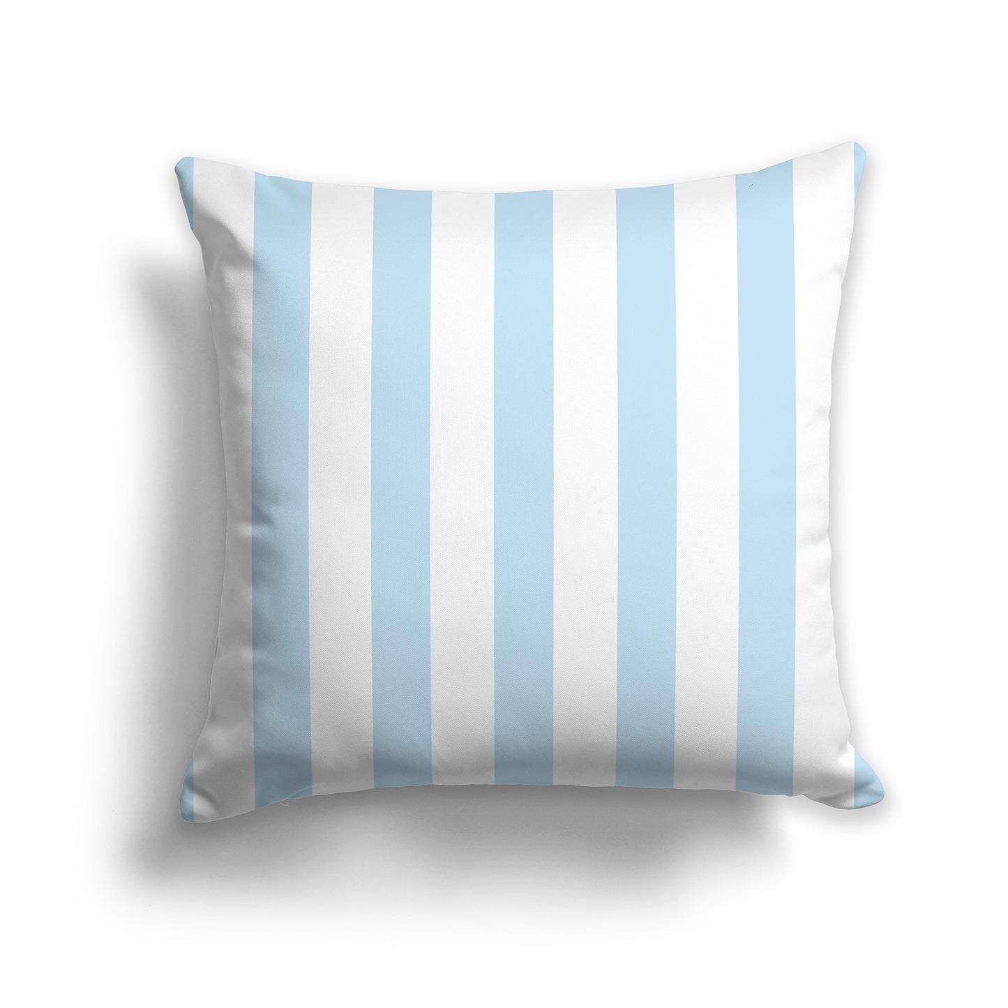 16 inch Throw Pillow with Light Blue and White Thick Vertical Bars