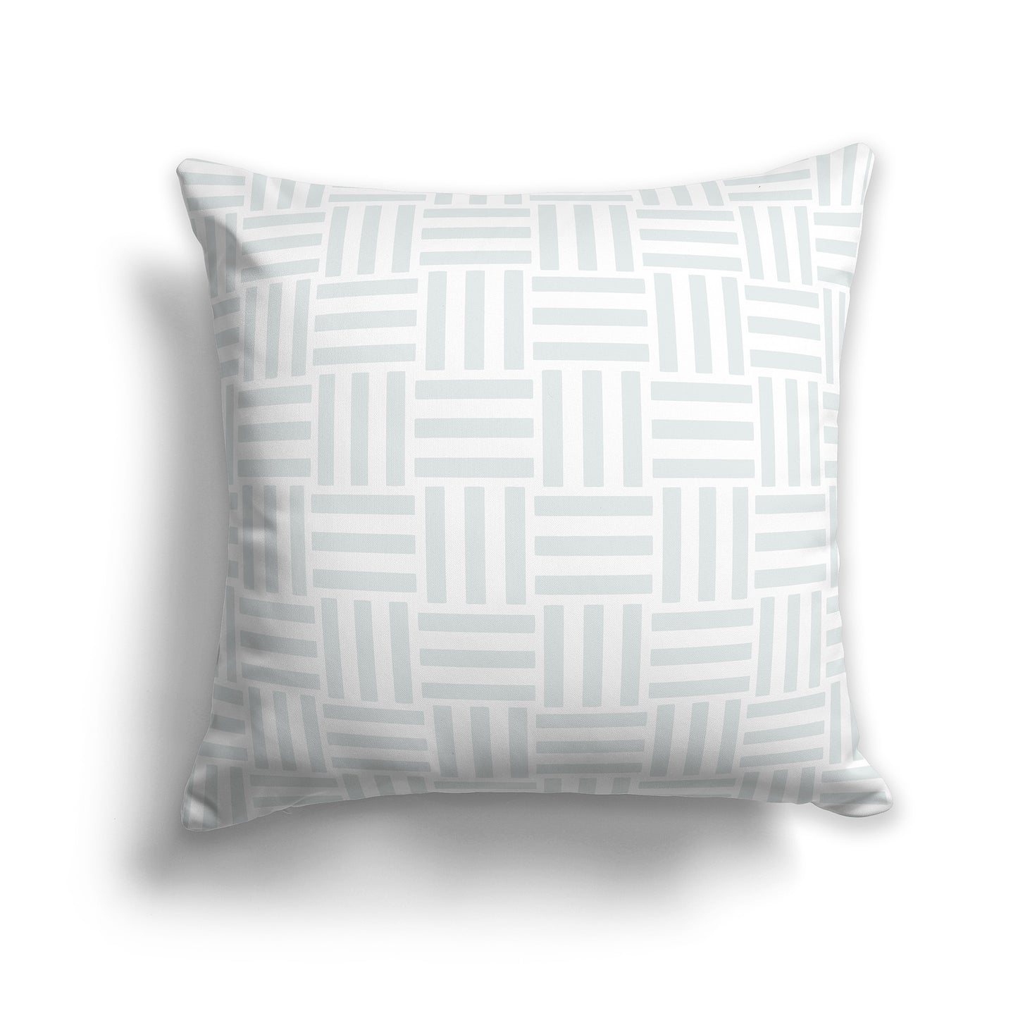 16 inch Throw Pillow with Grey and White Basket Weave Pattern