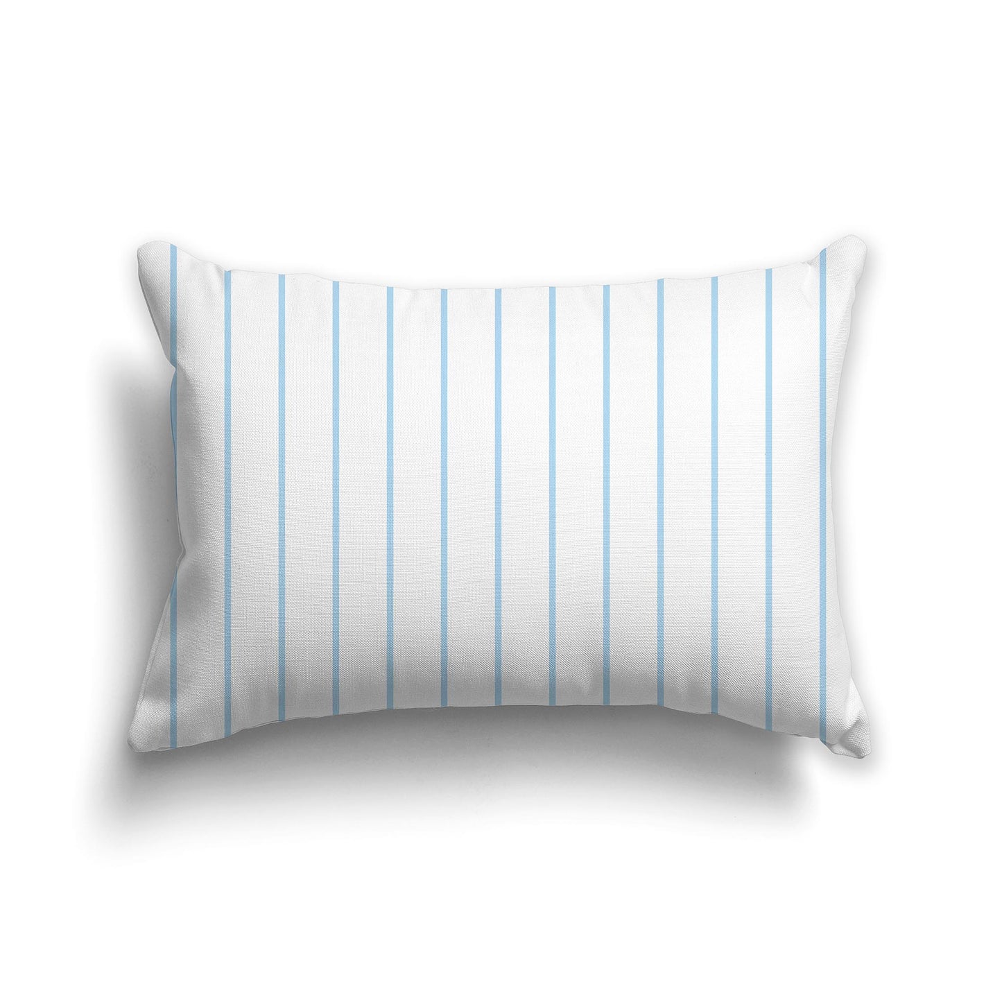 20x14 inch Lumbar Throw Pillow with Light Blue and White Thin Vertical Stripe Pattern