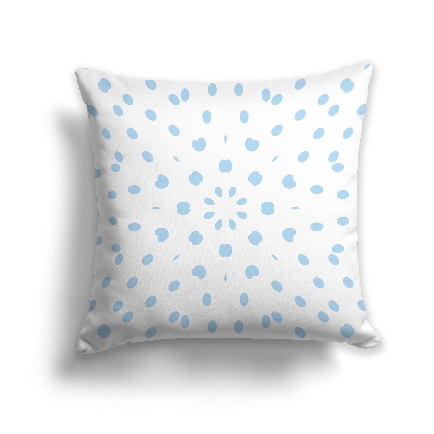 Square Throw Pillow with Light Blue and White Radiating Oval Burst Pattern