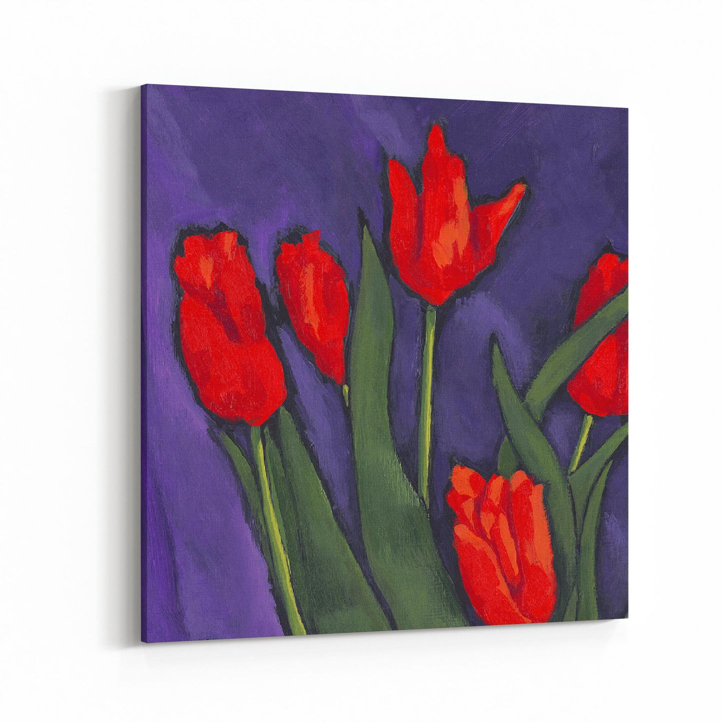 Slim Canvas Fine Art Print - Red Tulips 3 - 6x6 inches