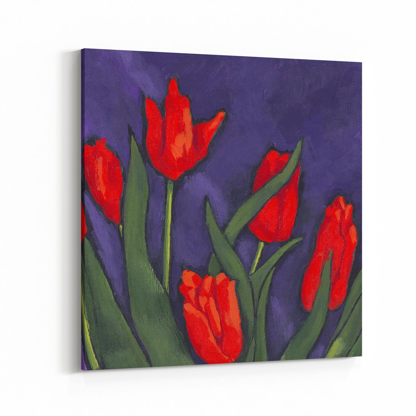 Slim Canvas Fine Art Print - Red Tulips 4 - 6x6 inches