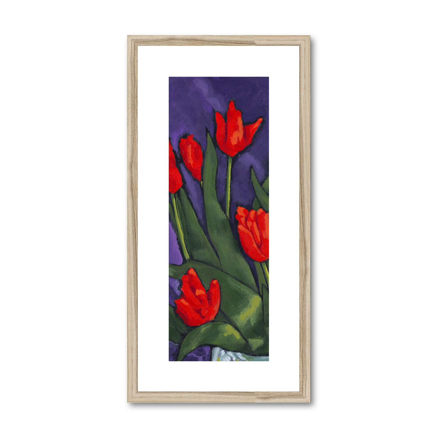 Framed Fine Art Print, White Mat - 12x24 inches | Red Tulips, FPT-1110-1142-002