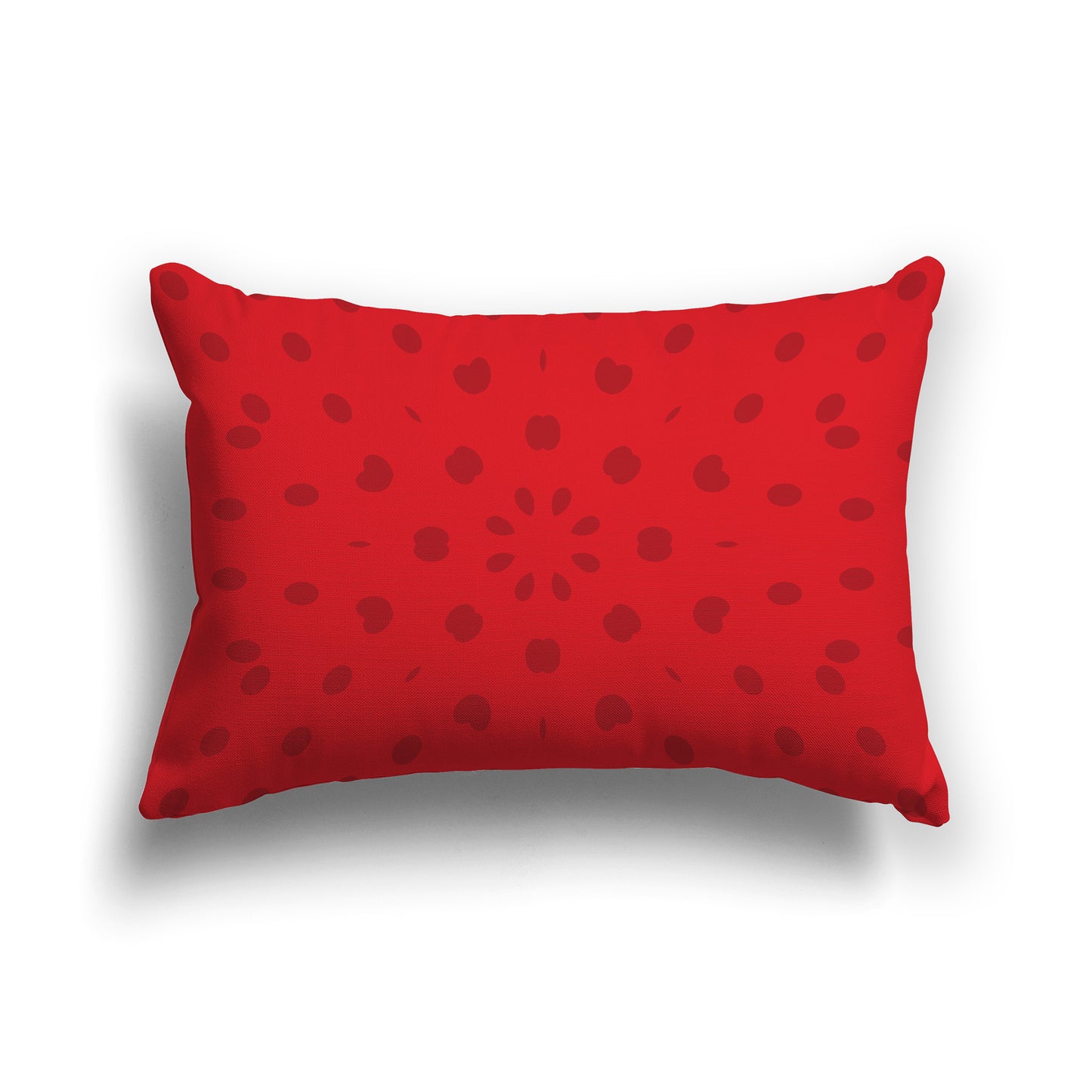 Lumbar Throw Pillow with Two-tone Red Radiating Oval Burst Pattern
