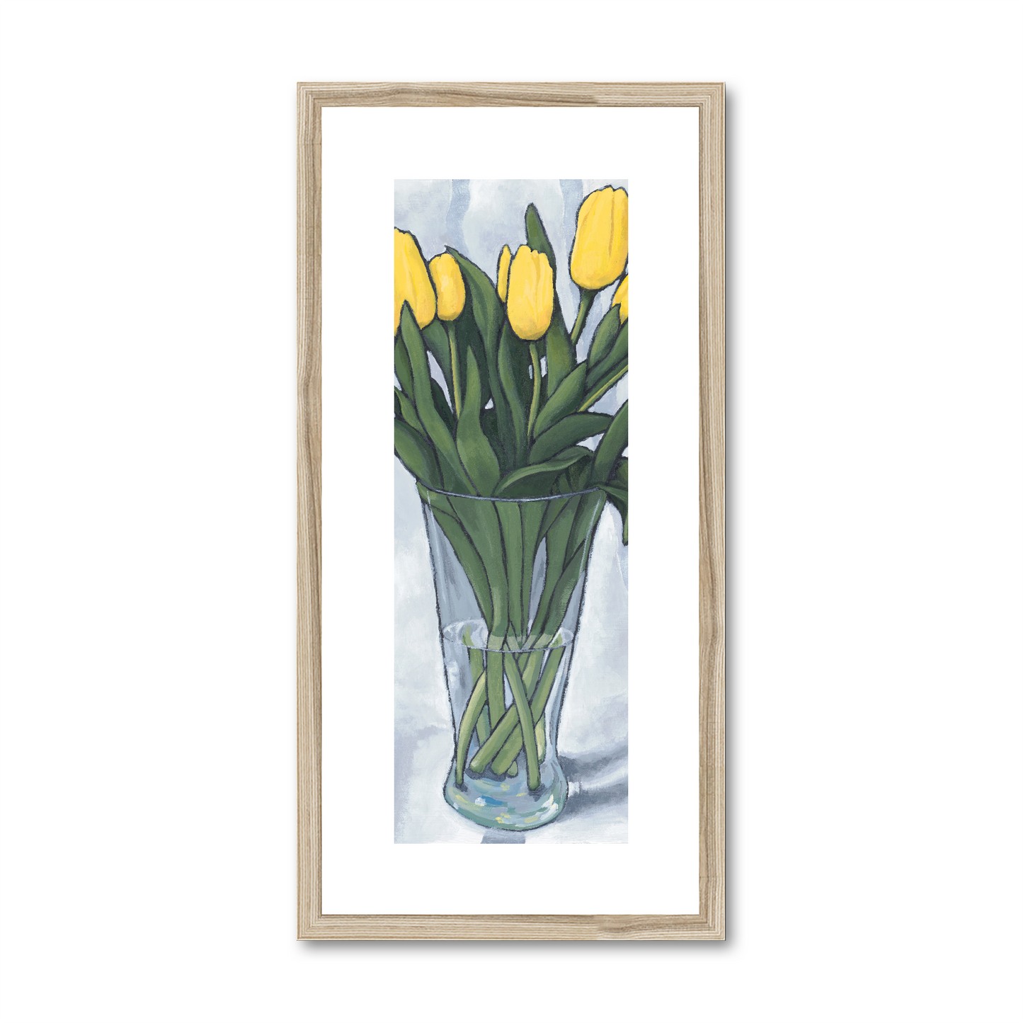 Framed Fine Art Print, White Mat - 12x24 inches | Yellow Tulips, FPT-1120-1143-001