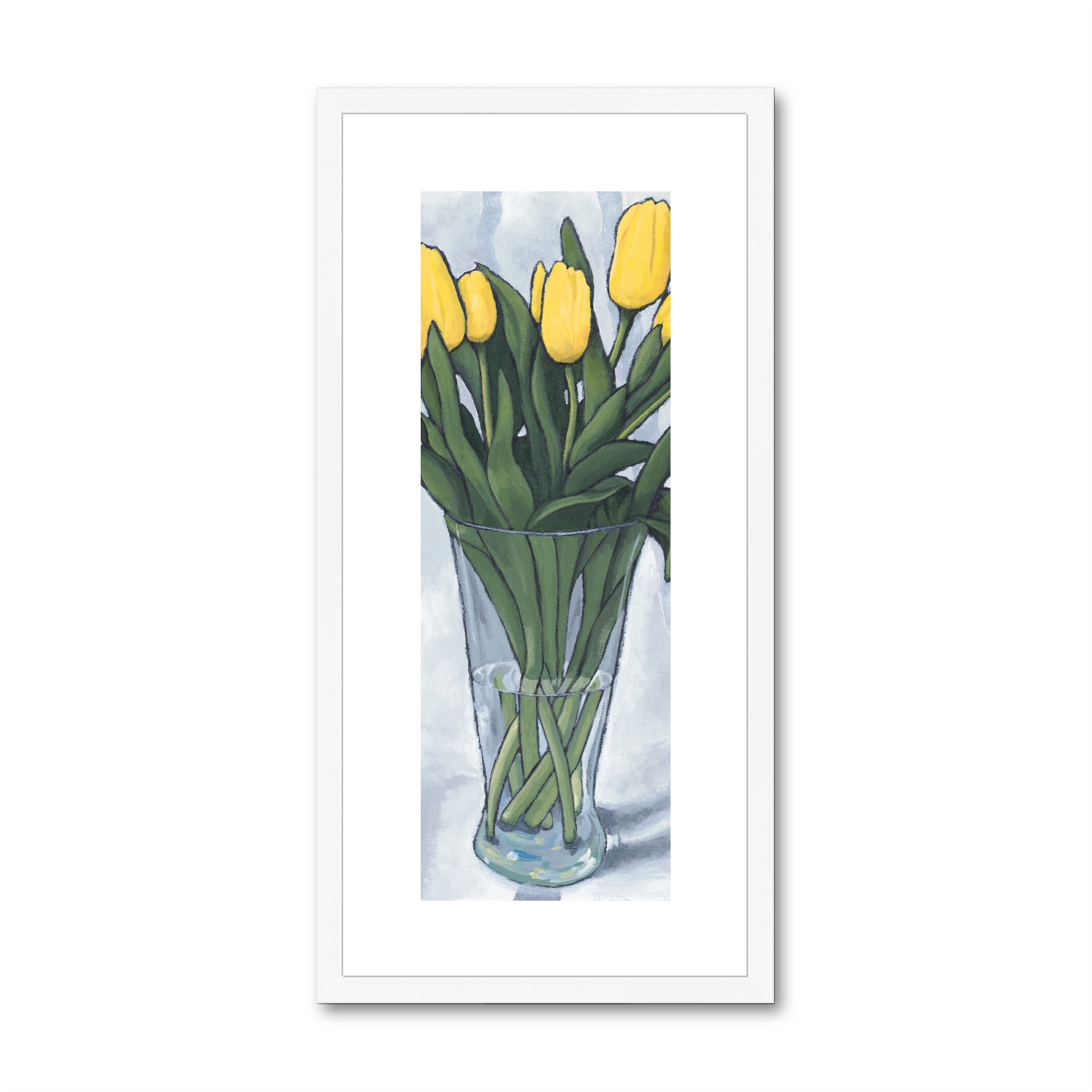 Framed Fine Art Print, White Mat - 12x24 inches | Yellow Tulips, FPT-1120-1143-001