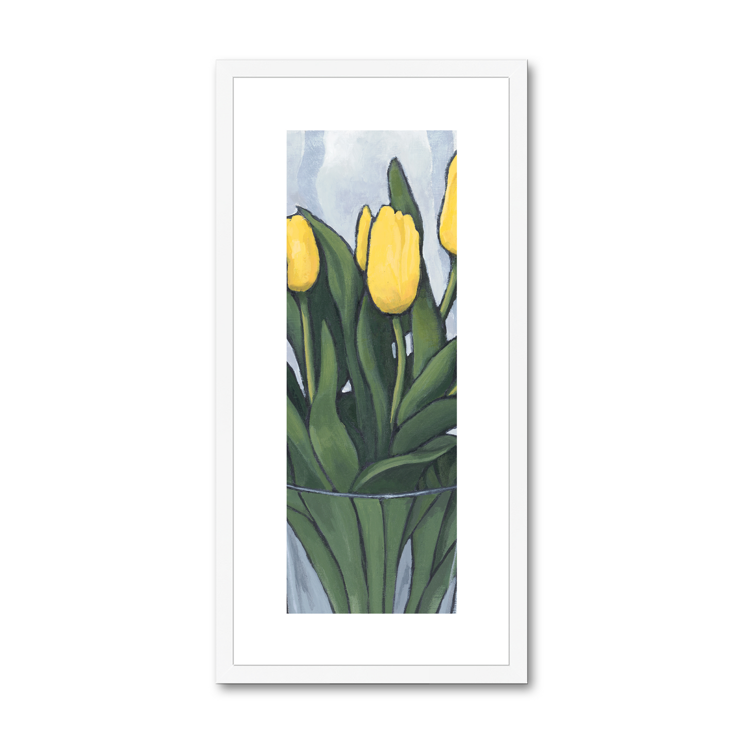 Framed Fine Art Print, White Mat - 16x32 inches | Yellow Tulips, FPT-1120-002