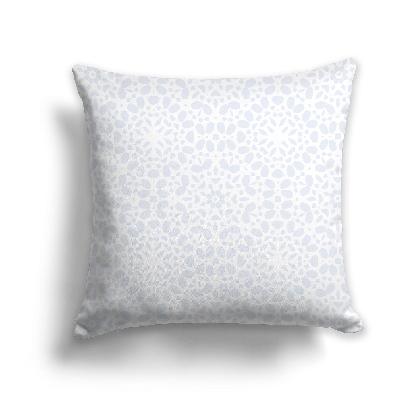 Square Throw Pillow with Grey and White Fine Circular Repeat Pattern