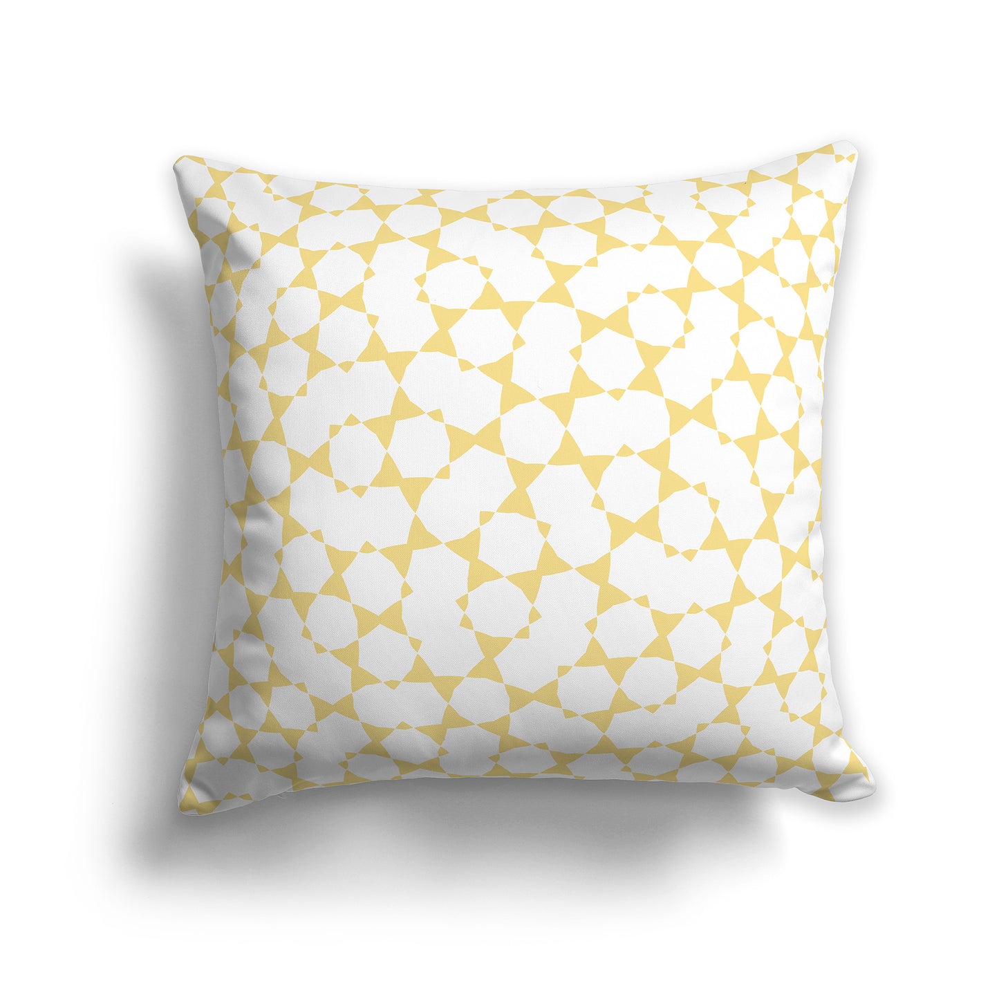 16 inch Throw Pillow with Yellow and White Geometric Shapes Repeat Pattern