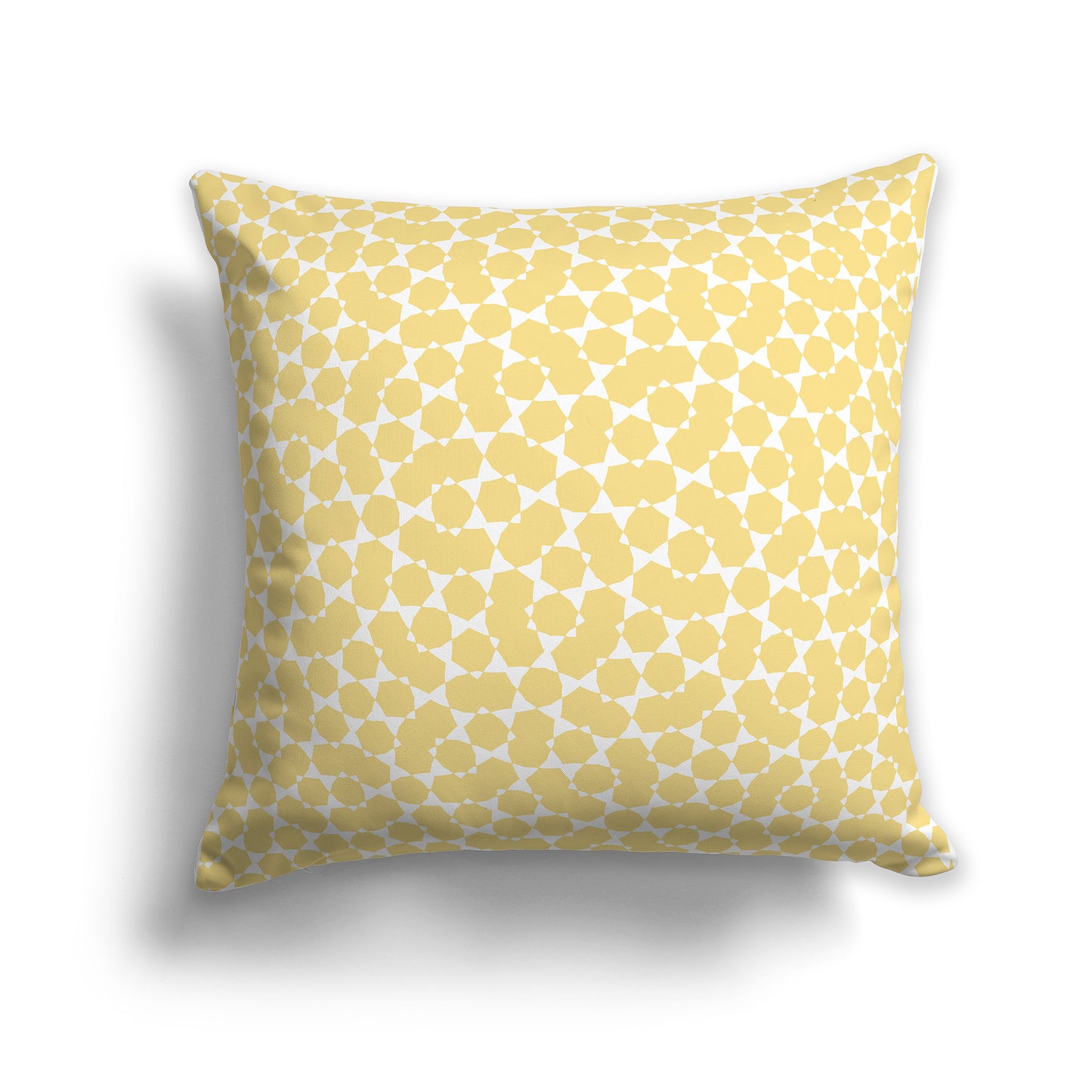 Throw Pillow with Yellow and White Pattern on Both Sides | Faux Suede | 26 x 26 inches