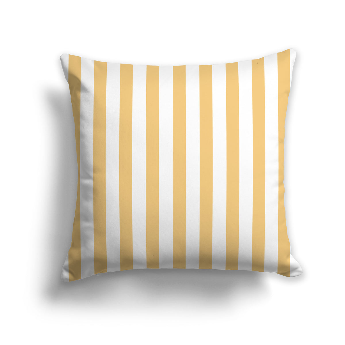 White Throw Pillow with Yellow-orange Bars on Front | Faux Suede | 26 x 26 inches