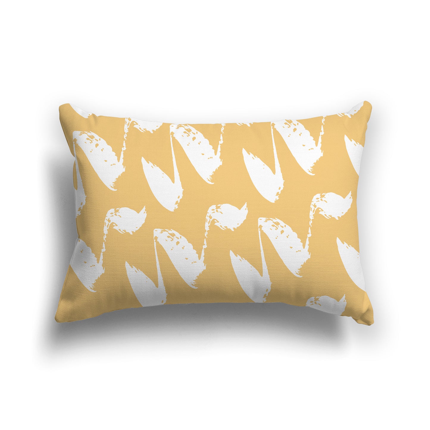 Lumbar Throw Pillow with Yellow-orange and White Squiggle Pattern