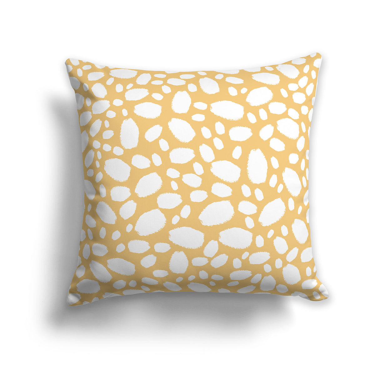 Yellow-orange Throw Pillow with White Paint Dabs on Both Sides | Faux Suede | 26 x 26 inches