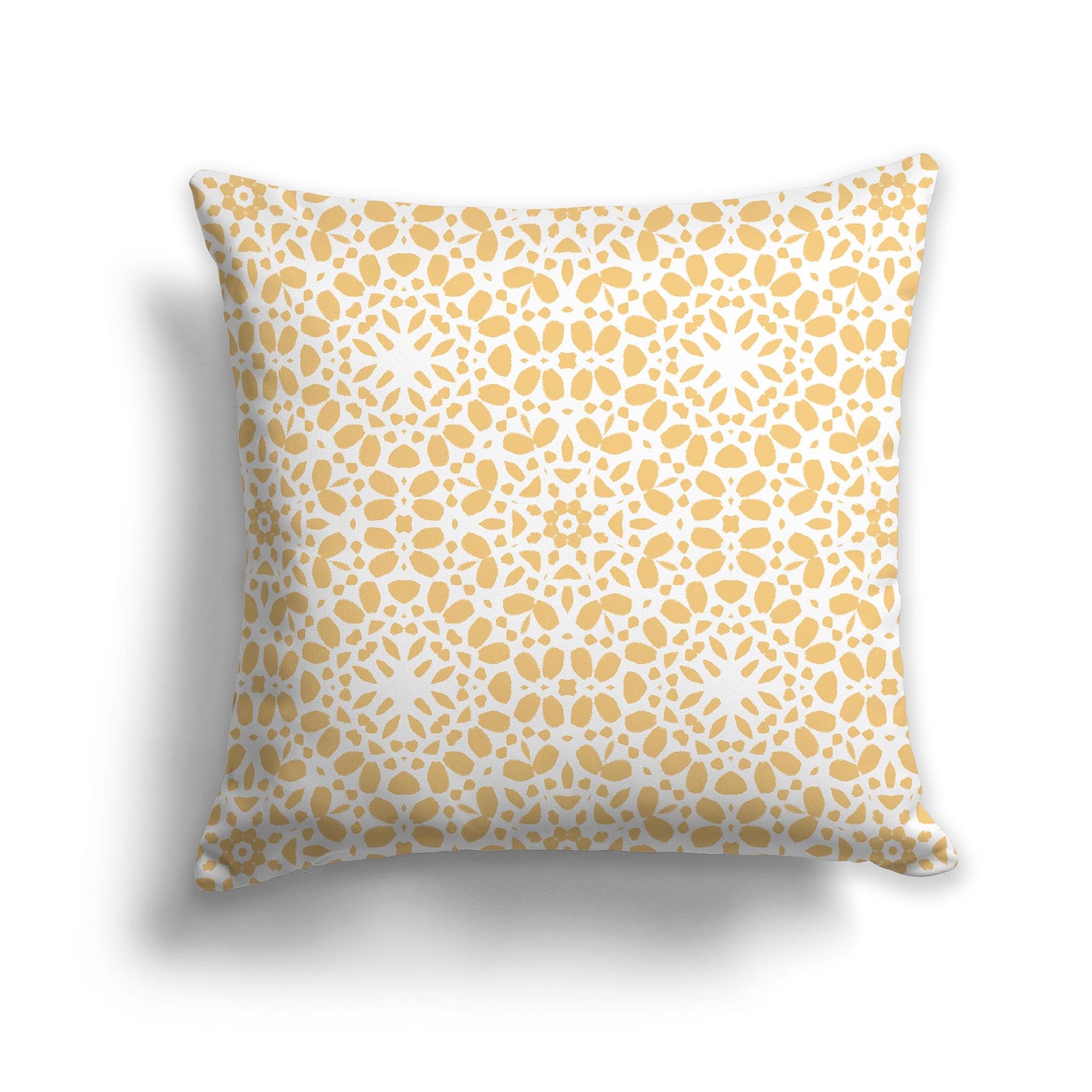 Square Throw Pillow with Yellow-orange and White Fine Circular Repeat Pattern