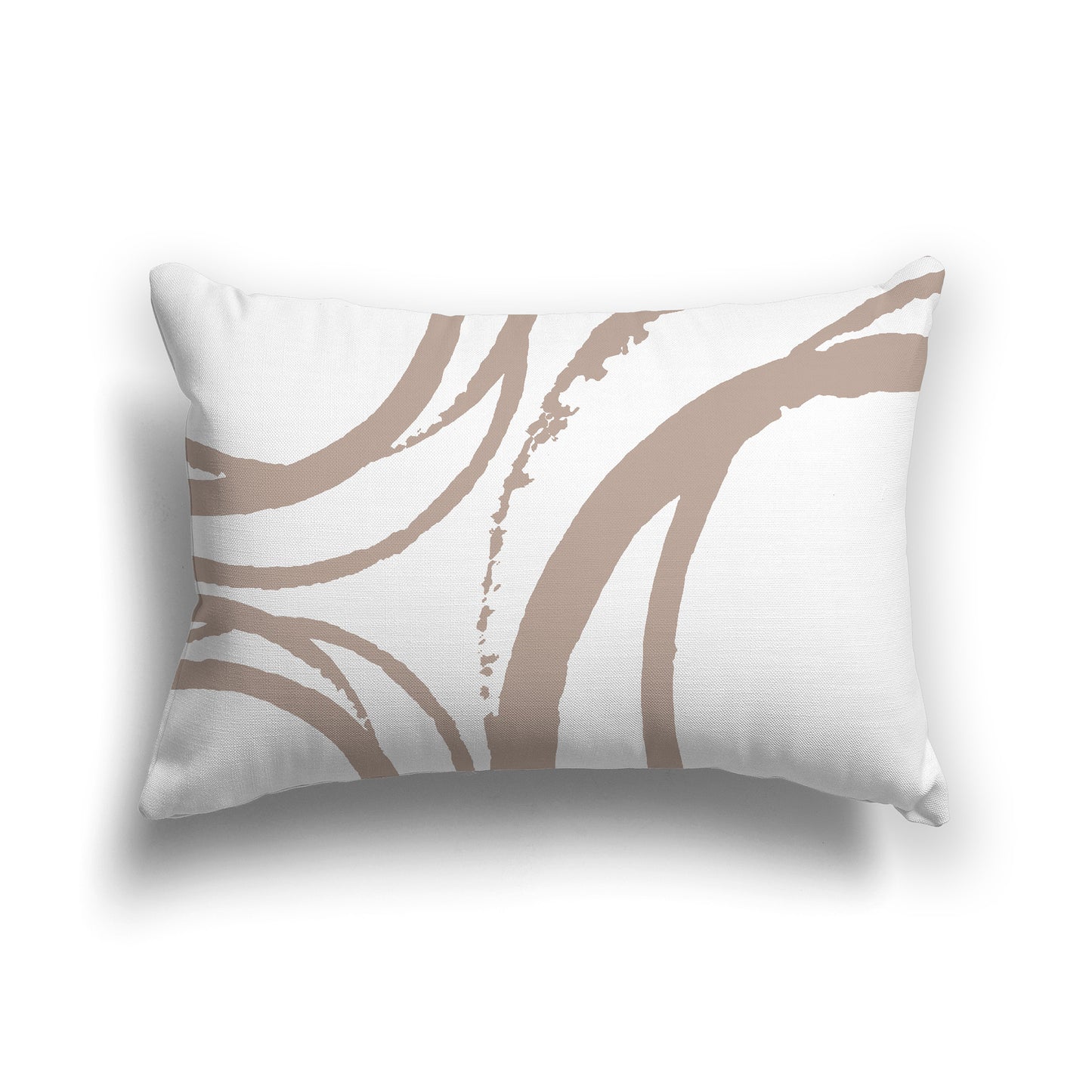Lumbar Throw Pillow with Taupe Abstract Circles on White