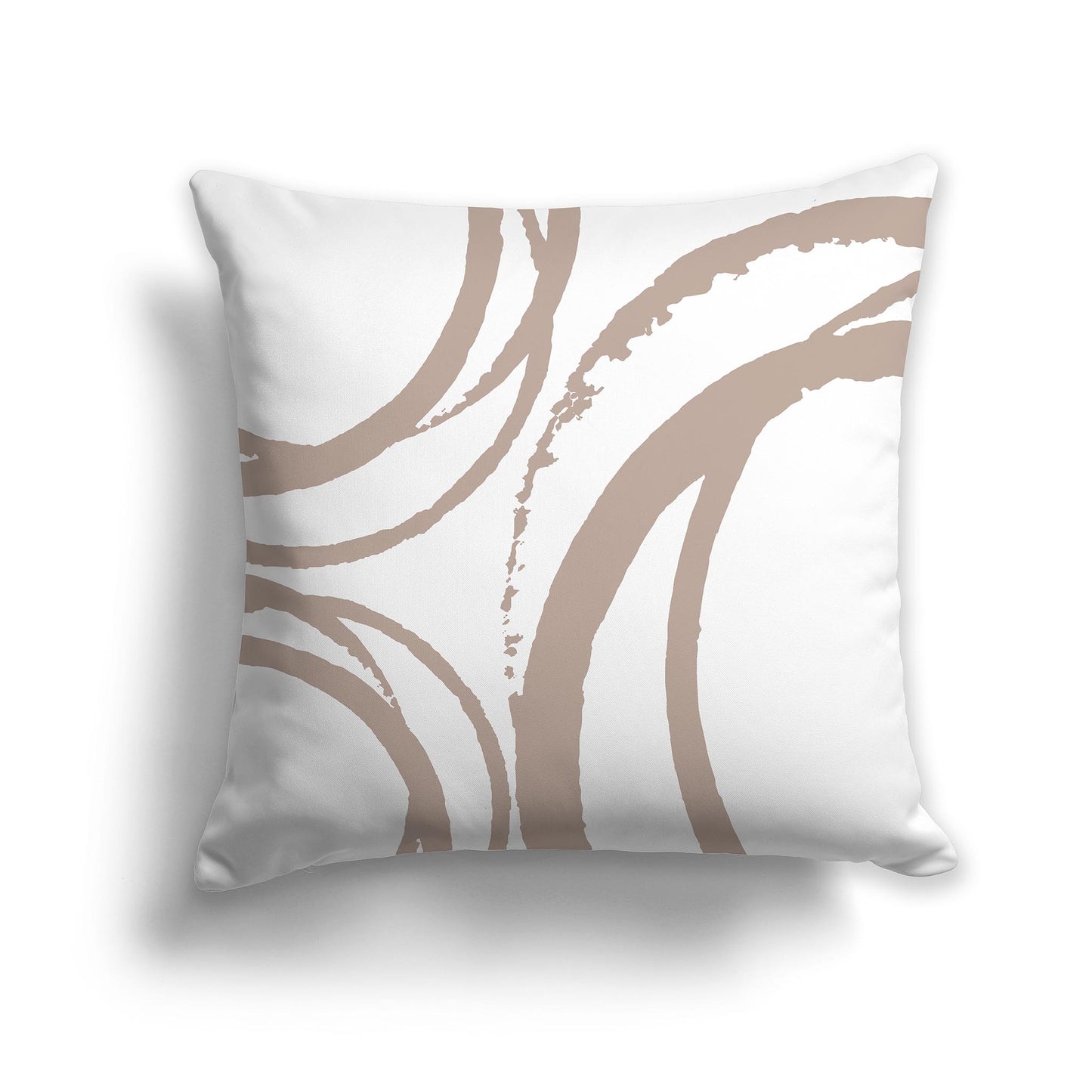 Square Throw Pillow with Taupe Abstract Circles on White