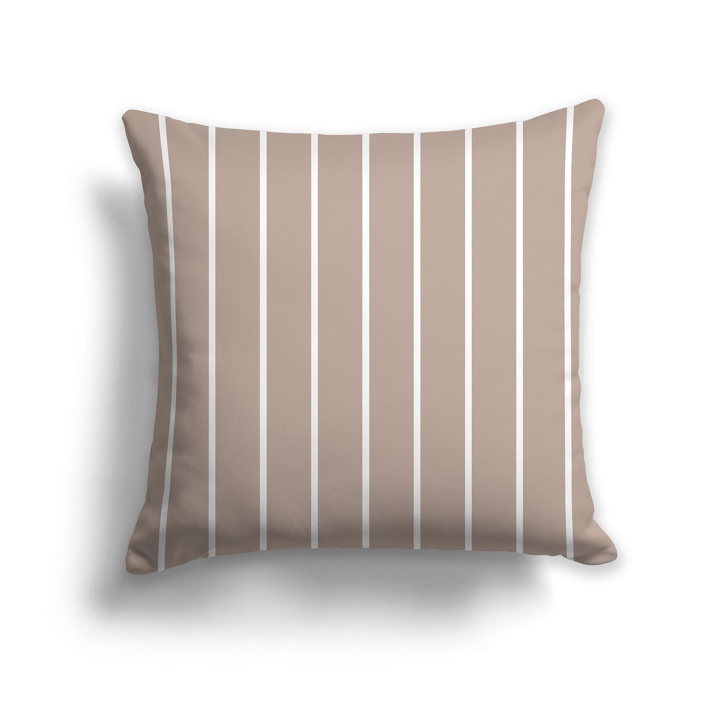 Square Throw Pillow with taupe and white Stripe Pattern