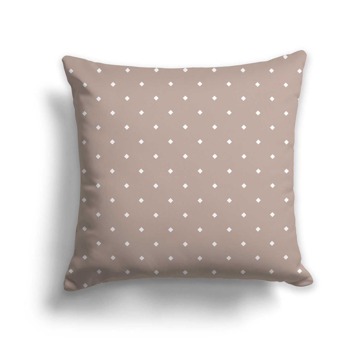 Taupe Throw Pillow with White Diamond Pattern on Front | Faux Suede | 26 x 26 inches