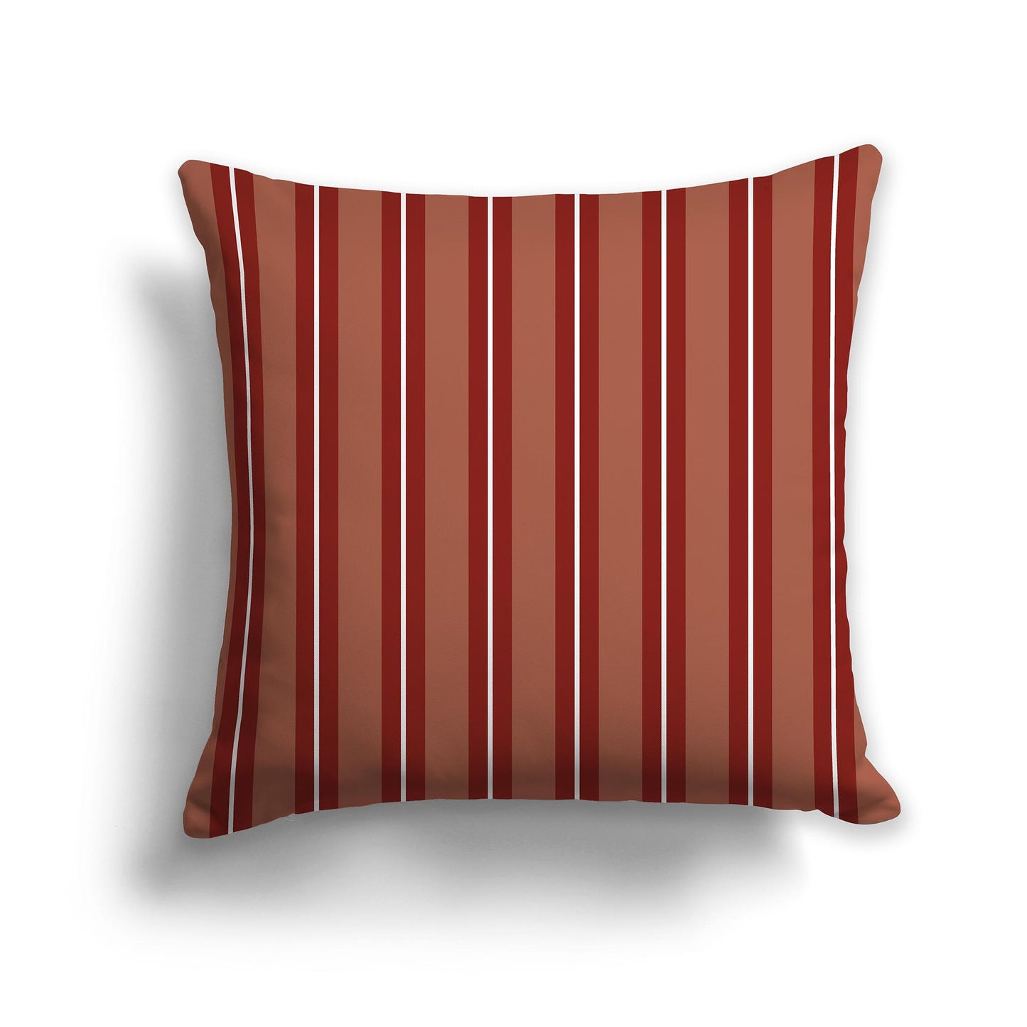 Square Throw Pillow with Red-orange and White Multistripe Pattern