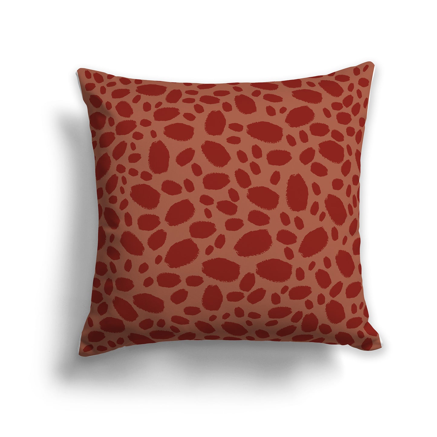 Light Rust-red Throw Pillow with Rust-red Paint Dabs on Both Sides | Faux Suede | 26 x 26 inches