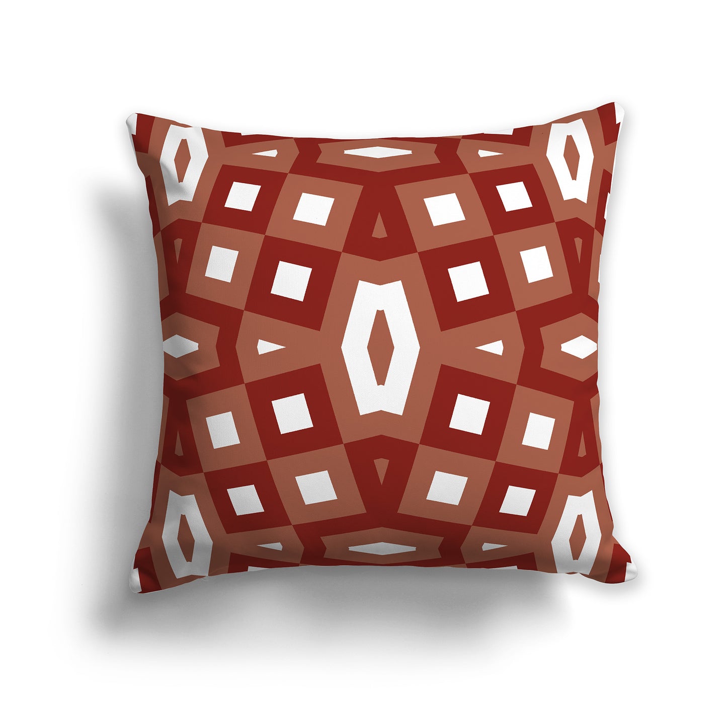 14 inch Throw Pillow with Red-orange Geometric Pattern