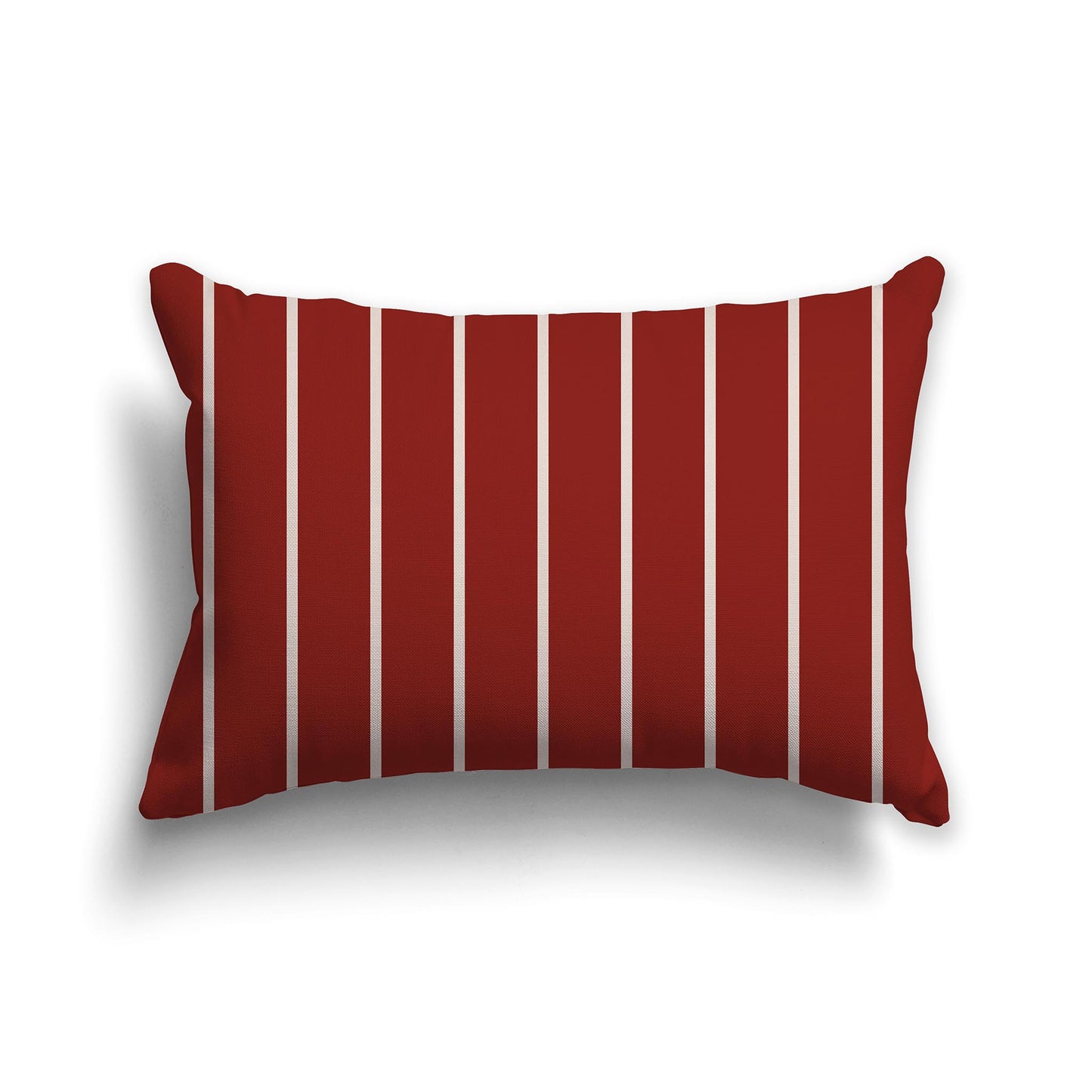 Lumbar Throw Pillow with Red-orange and Off-white Stripe Pattern