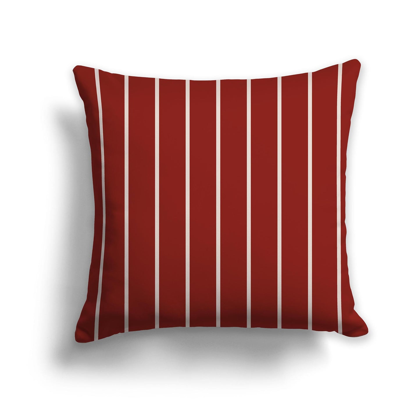 Square Throw Pillow with Red-orange and Off-white Stripe Pattern
