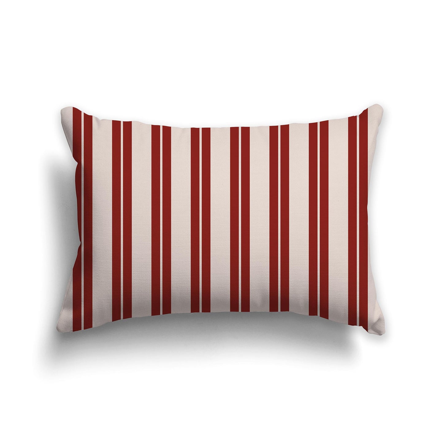 Lumbar Throw Pillow with Red-orange and Off-white Multistripe Pattern