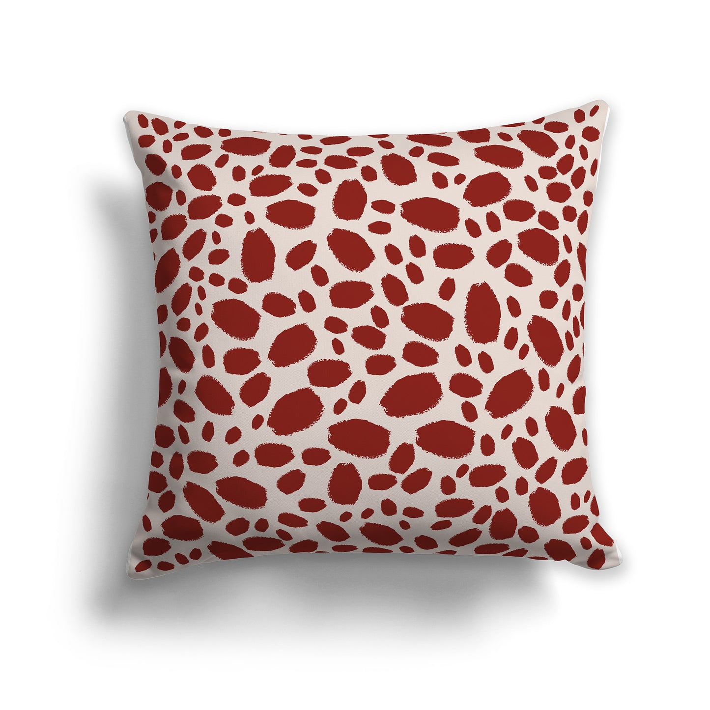 Off-White Throw Pillow with Red-orange Paint Dabs on Both Sides | Faux Suede | 26 x 26 inches