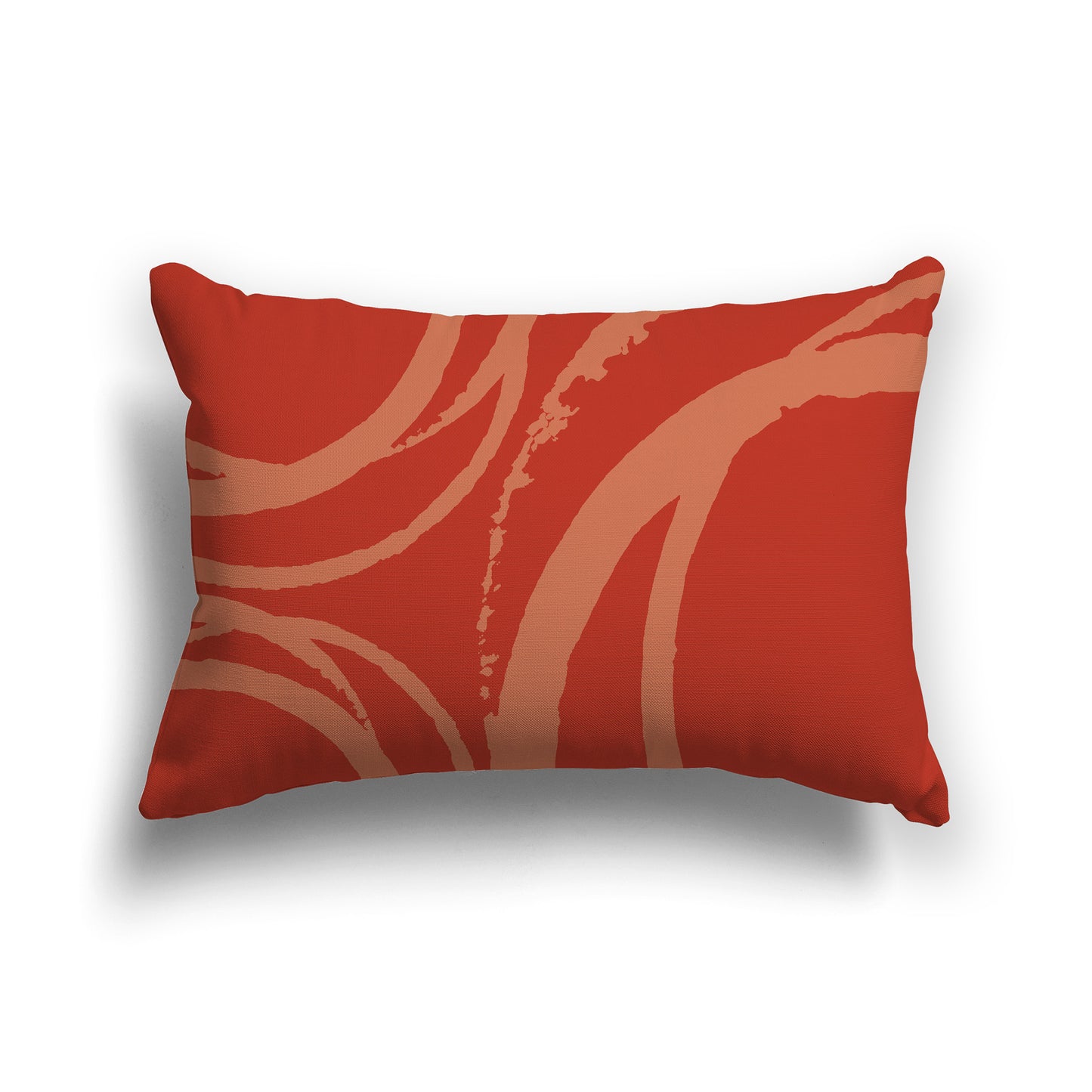 Lumbar Throw Pillow with Red-orange and Light Red-orange Abstract Circles