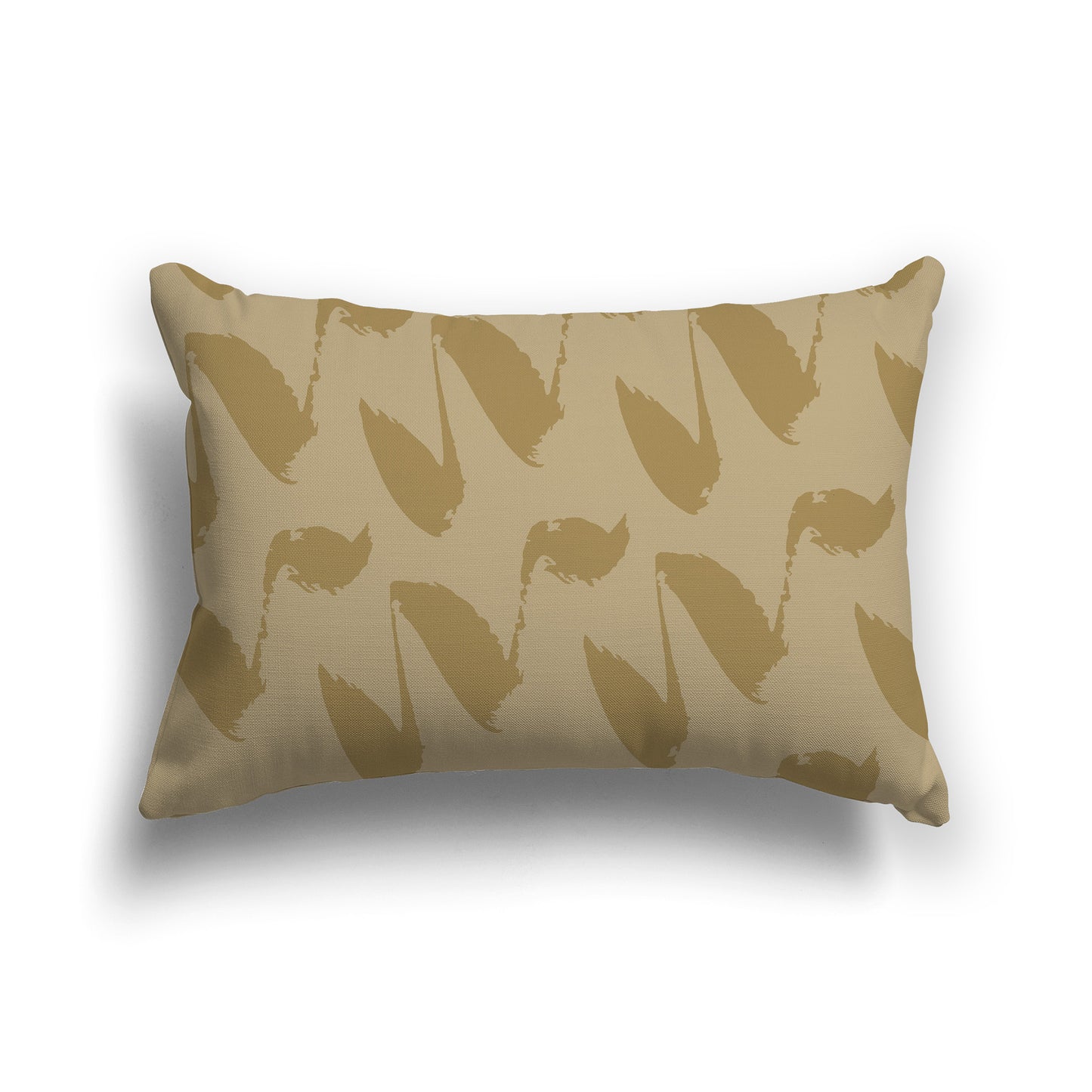 Lumbar Throw Pillow with Two-tone Olive Green Squiggle Pattern