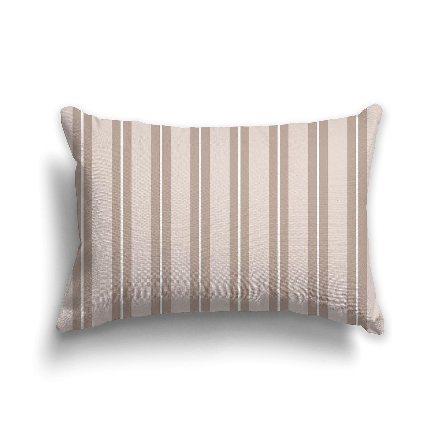 Lumbar Throw Pillow with Two-tone Taupe and White Multistripe Pattern