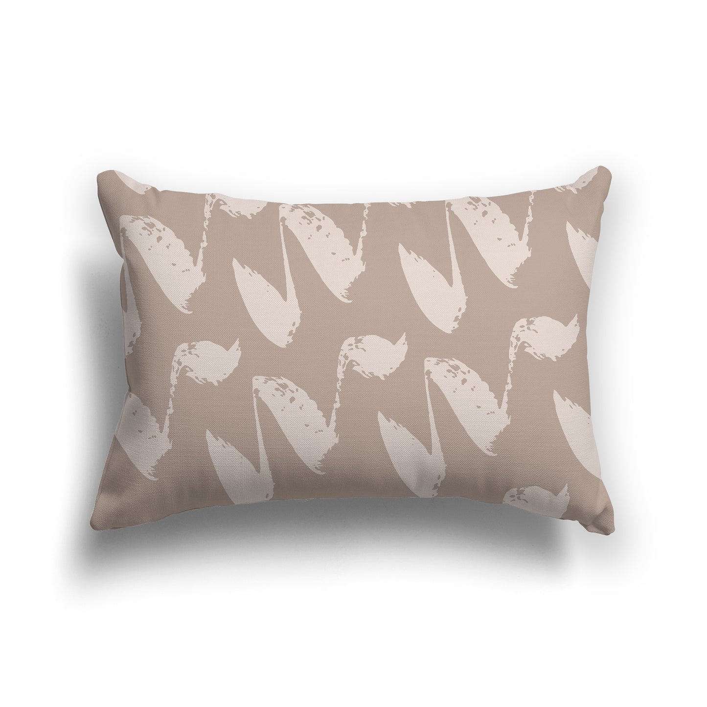 Dark Taupe Lumbar Throw Pillow with Taupe Squiggle Pattern
