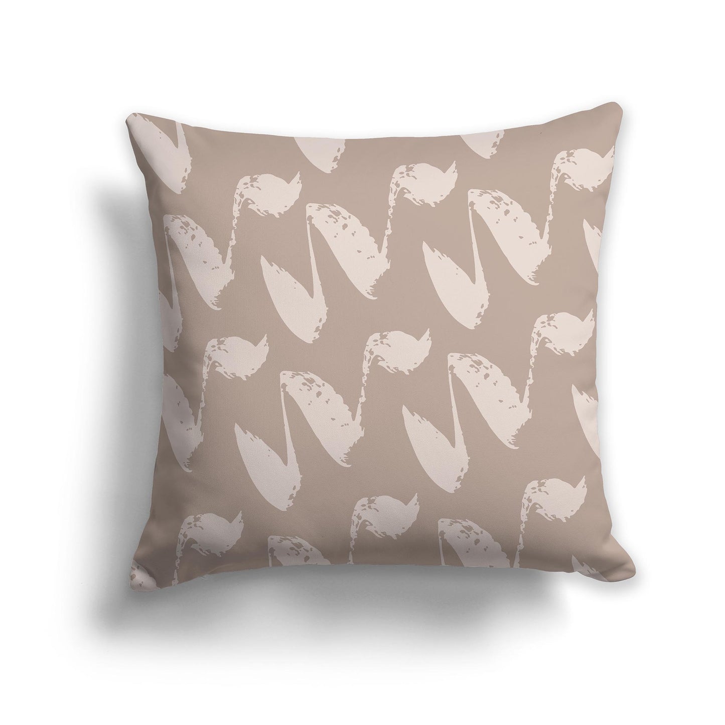 Dark Taupe Square Throw Pillow with Taupe Squiggle Pattern