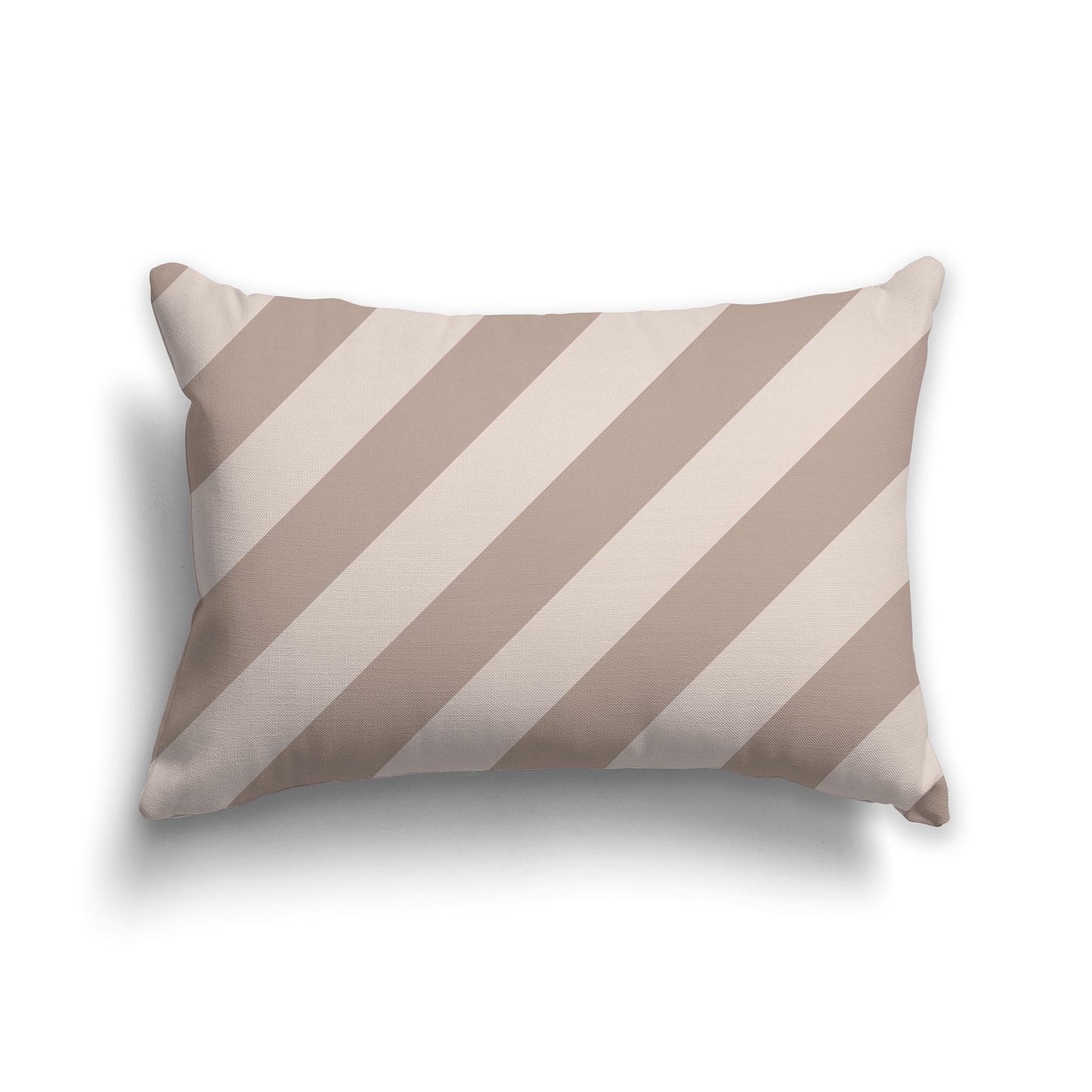 Lumbar Throw Pillow with Two-tone Taupe Diagonal Bars