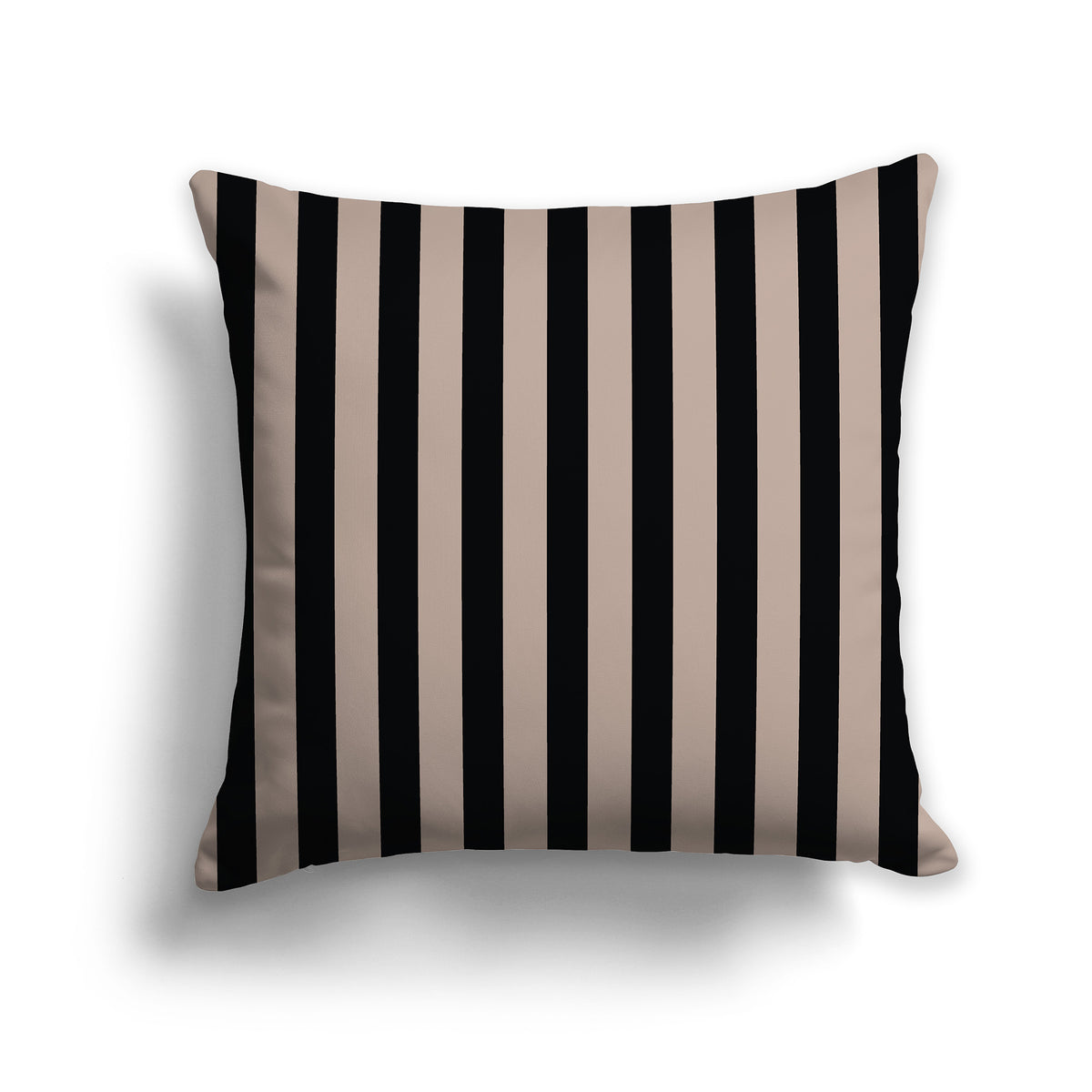 Dark Taupe Throw Pillow with Vertical Black Bars on Front | Faux Suede | 26 x 26 inches