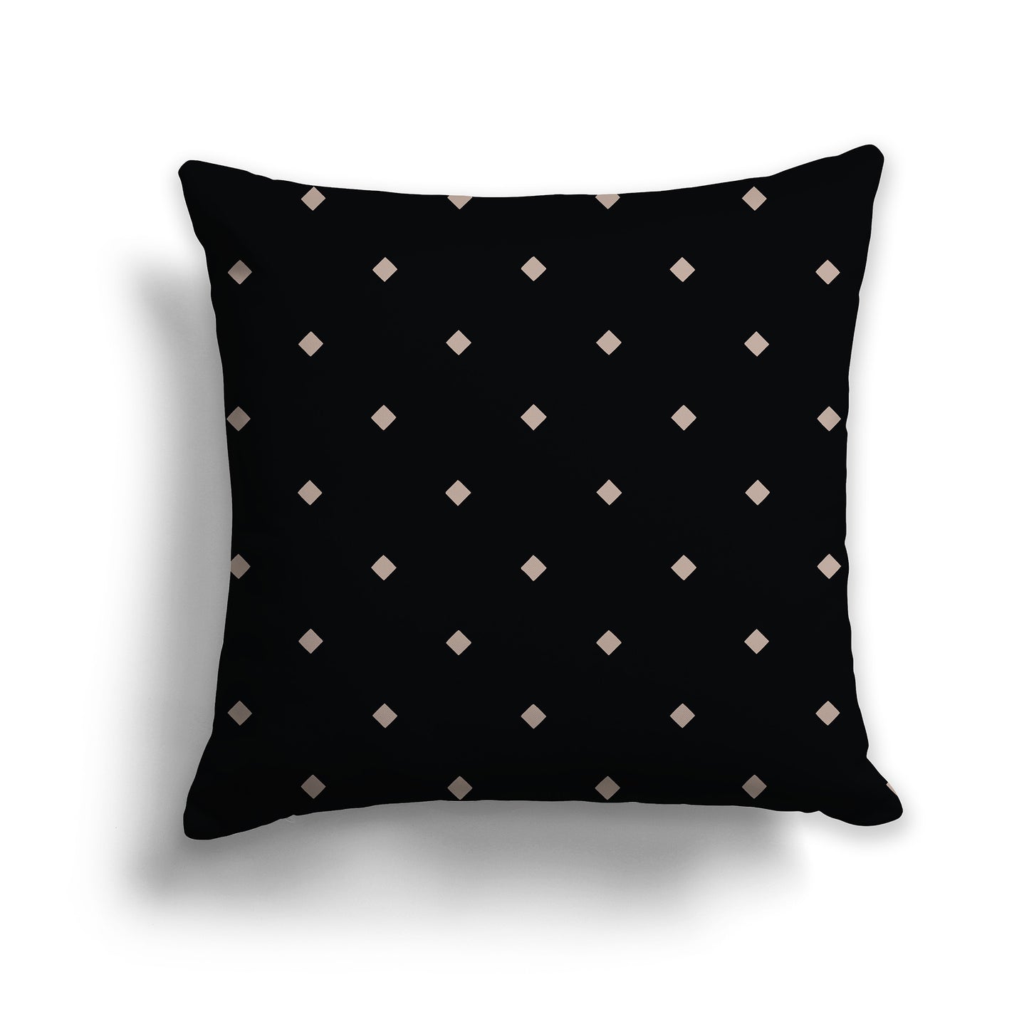 14 inch Black Throw Pillow with Large Taupe Diamond Pattern