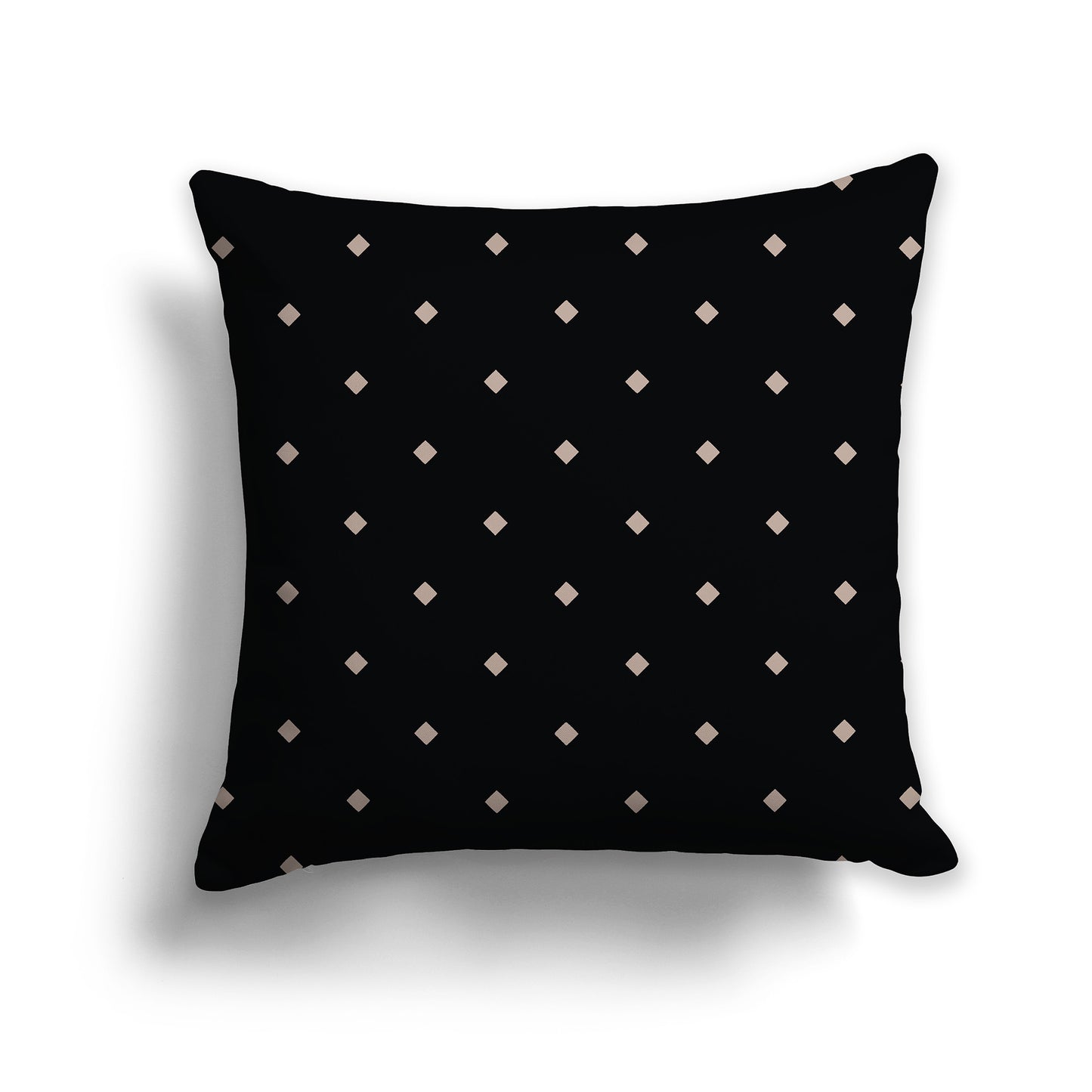 16 inch Black Throw Pillow with Large Taupe Diamond Pattern