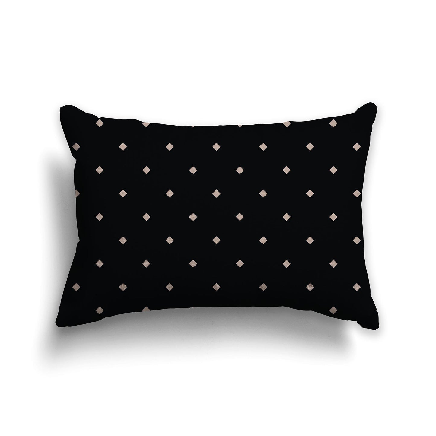 20x14 inch Lumbar Black Throw Pillow with Large Taupe Diamond Pattern