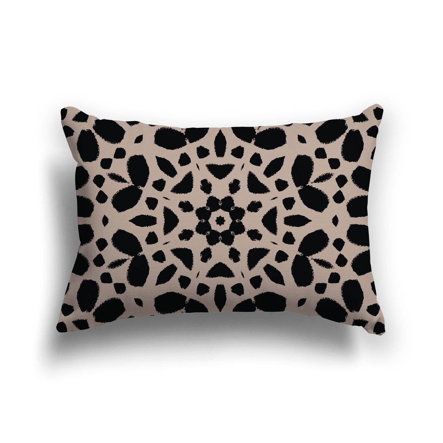 Lumbar Throw Pillow with Black and Taupe Large Circular Pattern