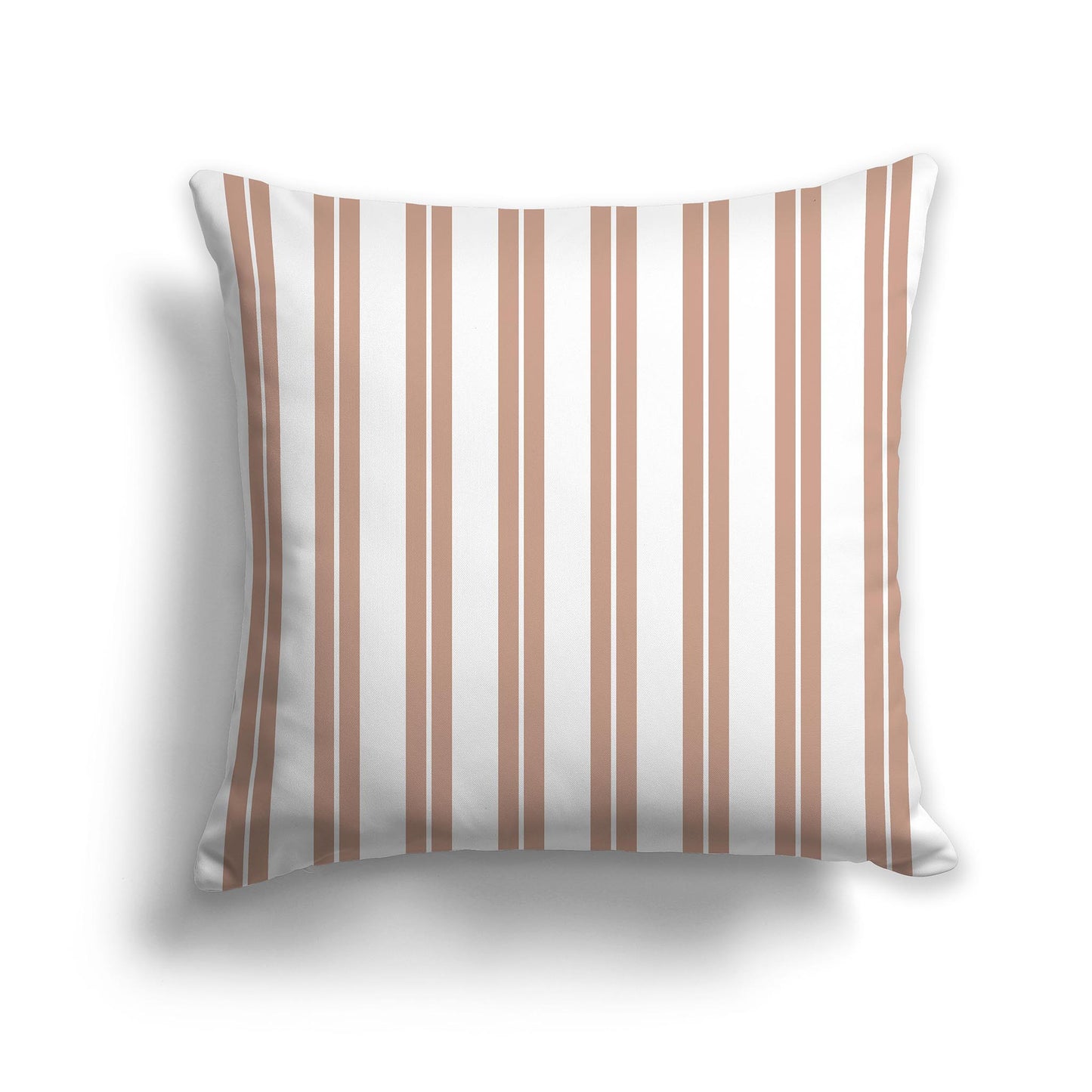 Square Throw Pillow with Salmon and White Multistripe Pattern