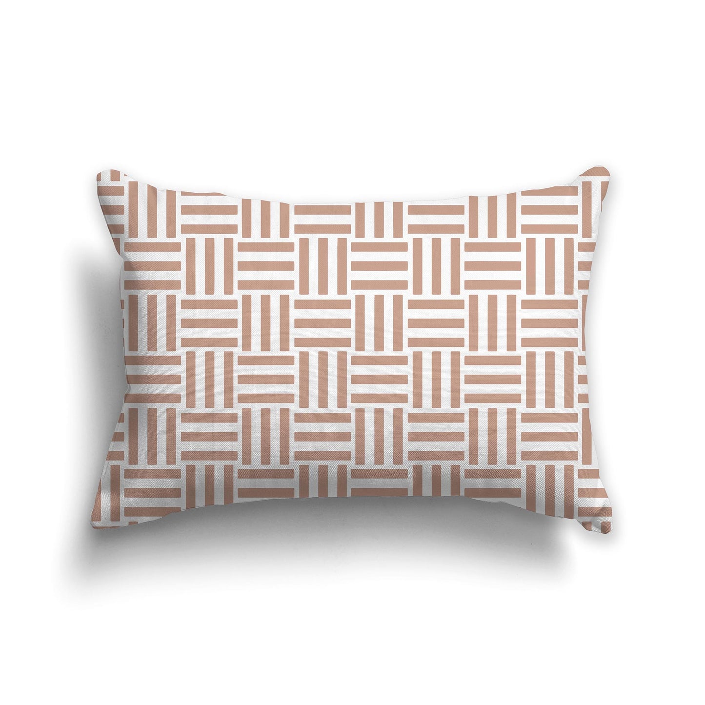 20x14 inch Lumbar Throw Pillow with salmon and white Basket Weave Pattern