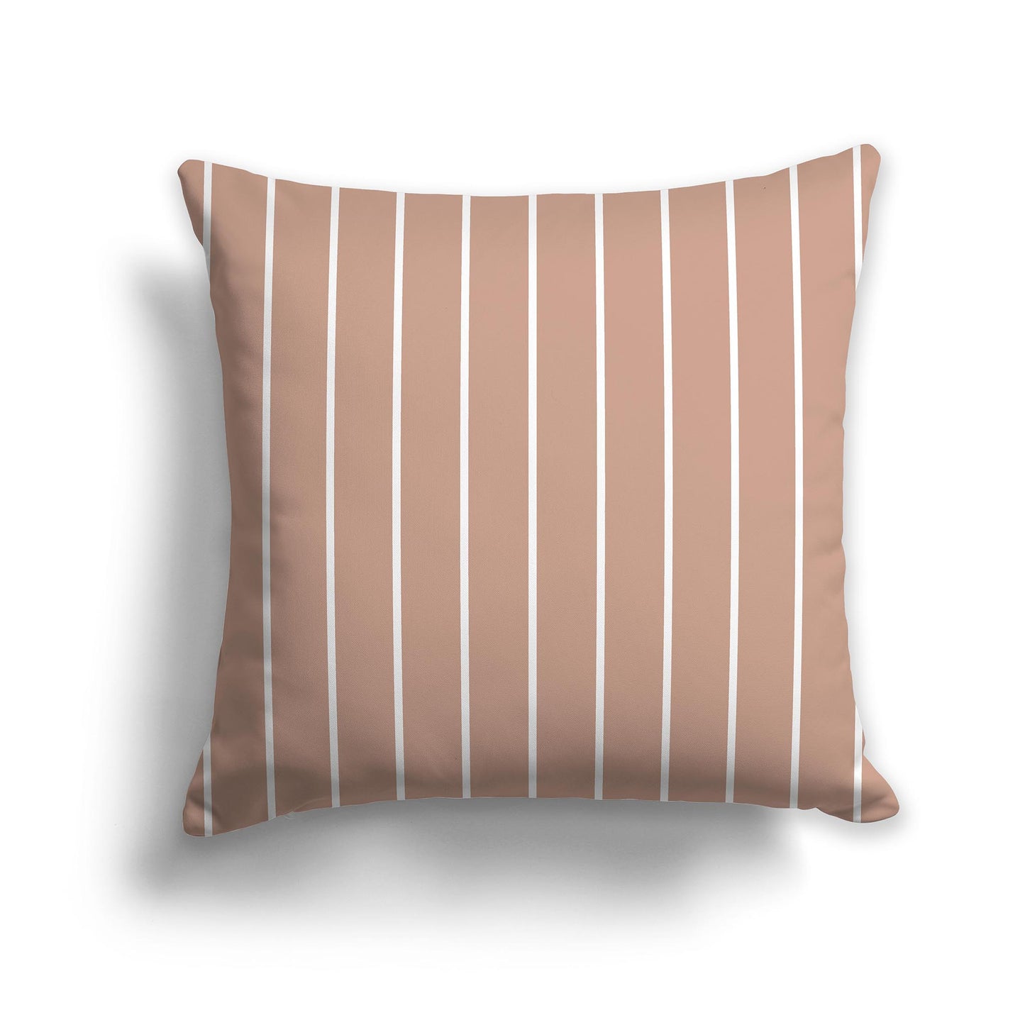 16 inch Throw Pillow with Salmon and White Thin Vertical Stripe Pattern