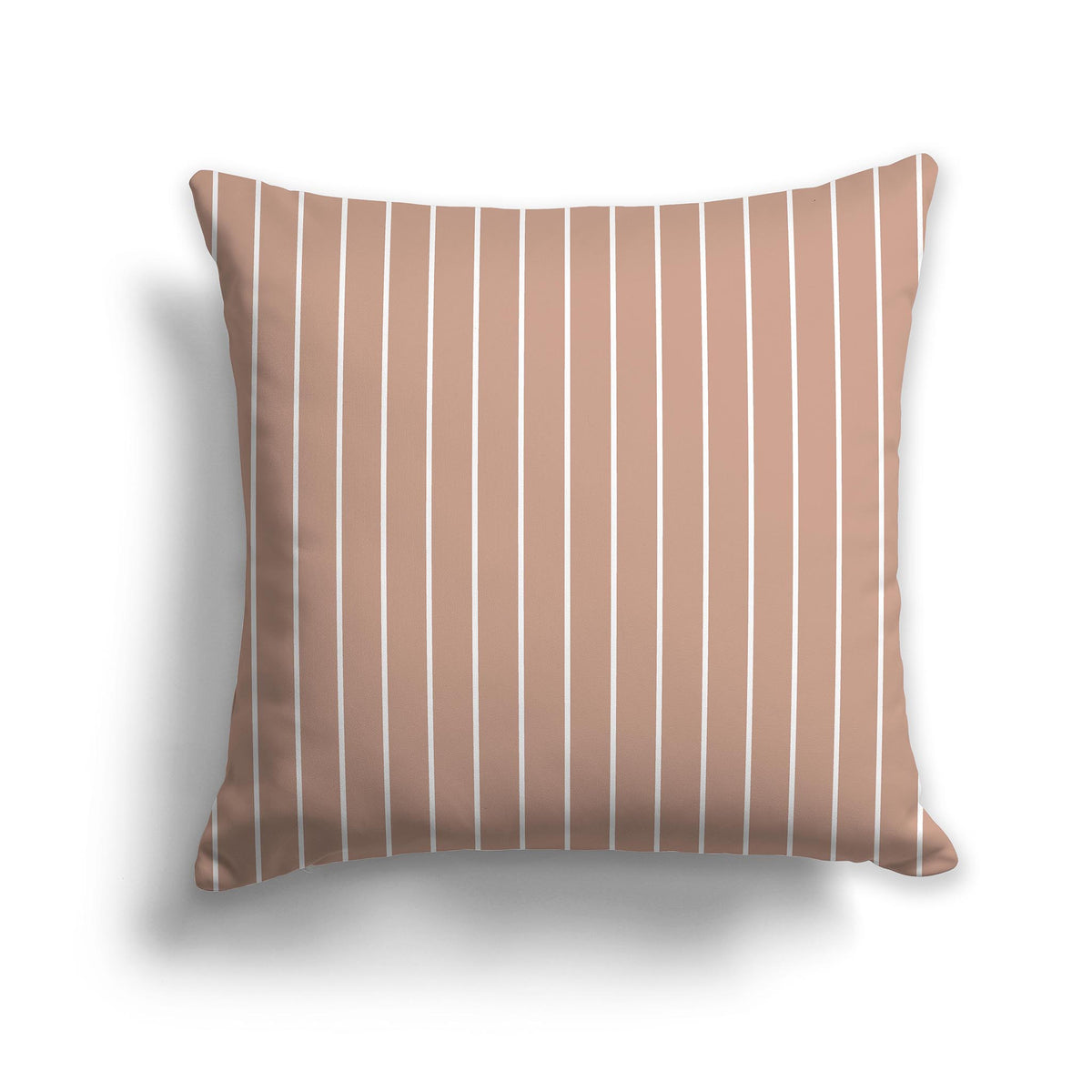 Salmon Throw Pillow with Fine White Vertical Stripes on Front | Faux Suede | 26 x 26 inches