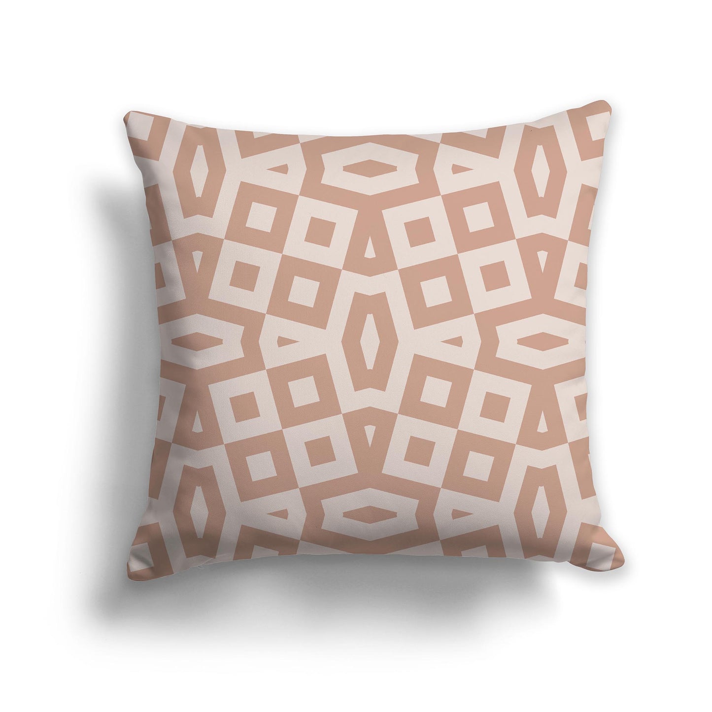 16 inch Throw Pillow with Salmon and Off-white Geometric Pattern
