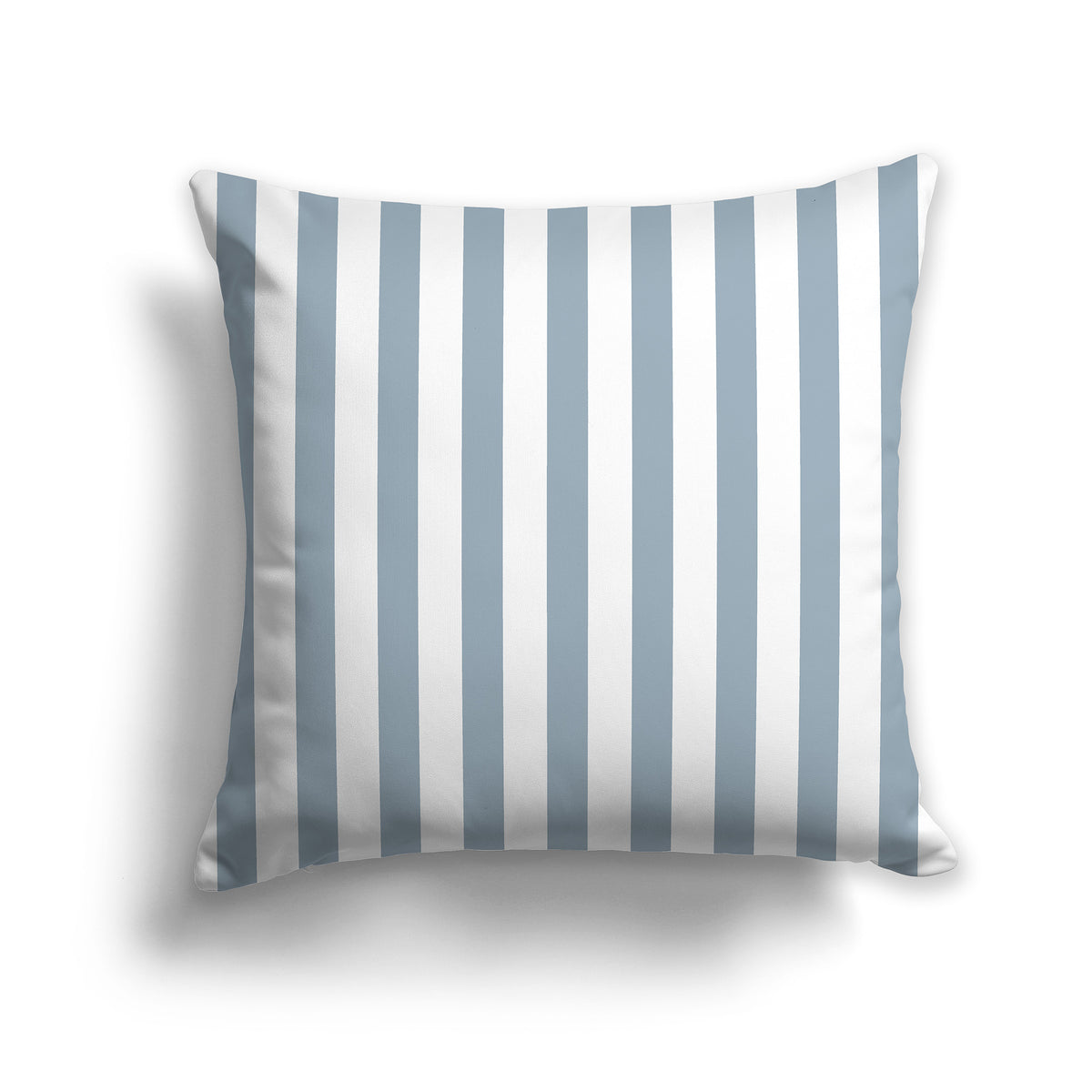 White Throw Pillow with Blue-grey Vertical Bars on Front | Faux Suede | 26 x 26 inches