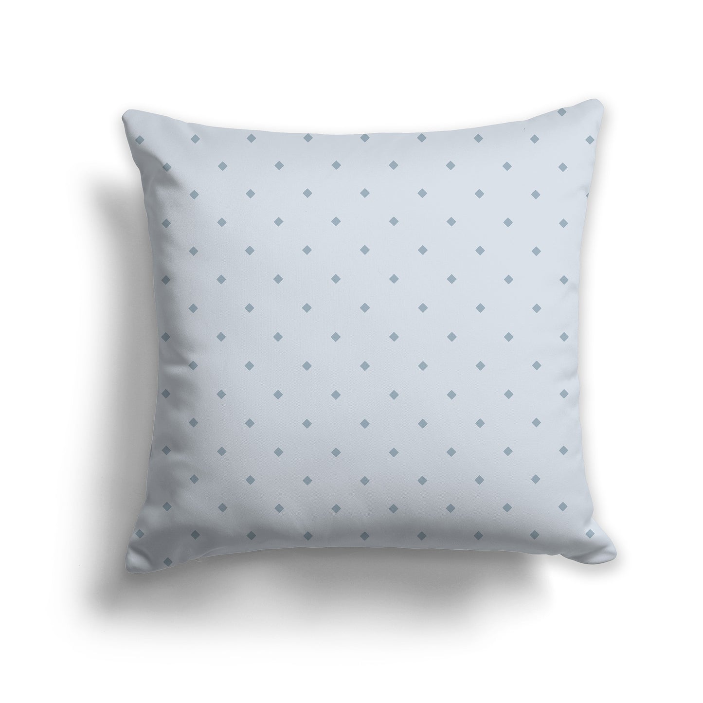 Grey Throw Pillow with Blue-grey Diamond Pattern on Front | Faux Suede | 26 x 26 inches
