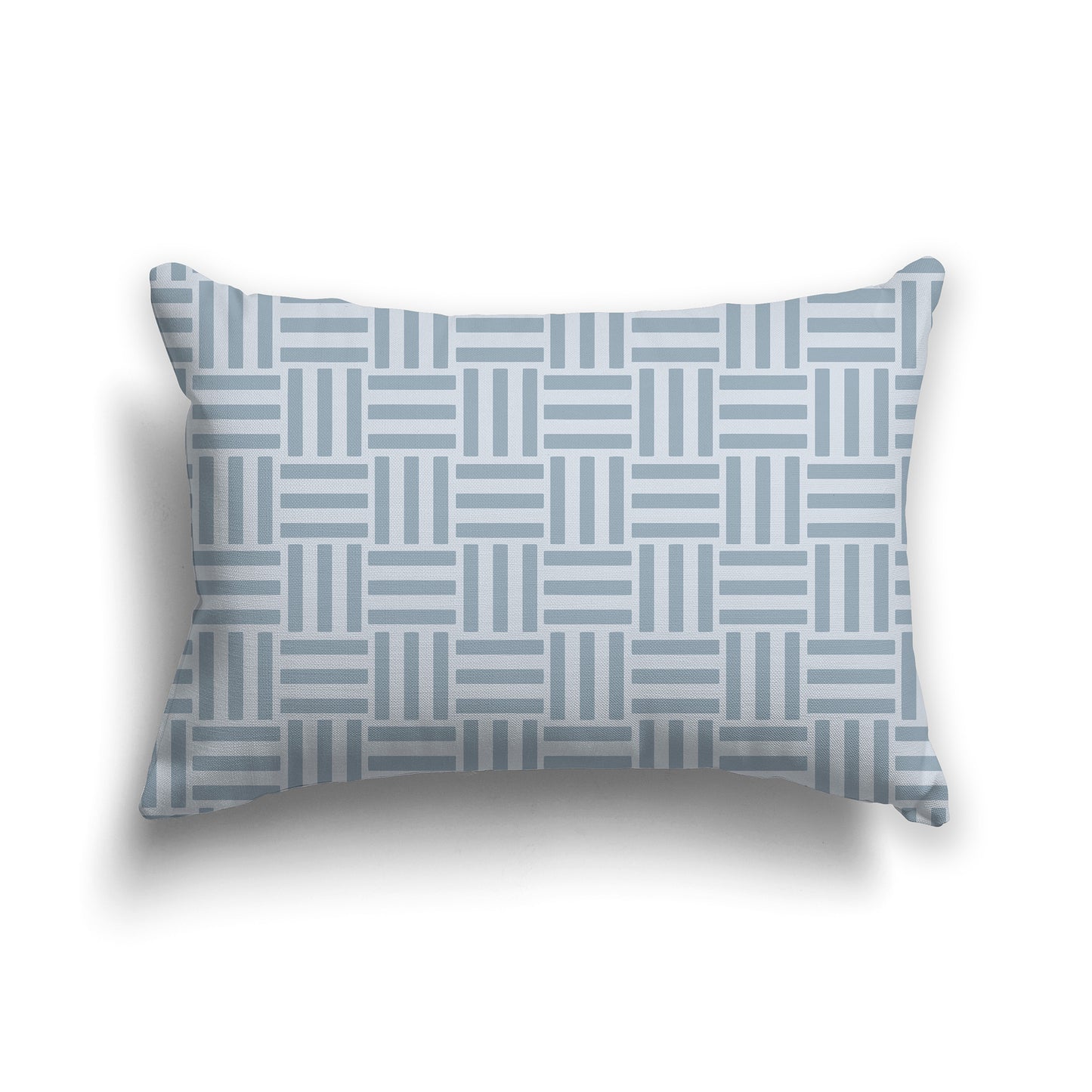 20x14 inch Lumbar Throw Pillow with Blue-grey and Grey Basket Weave Pattern