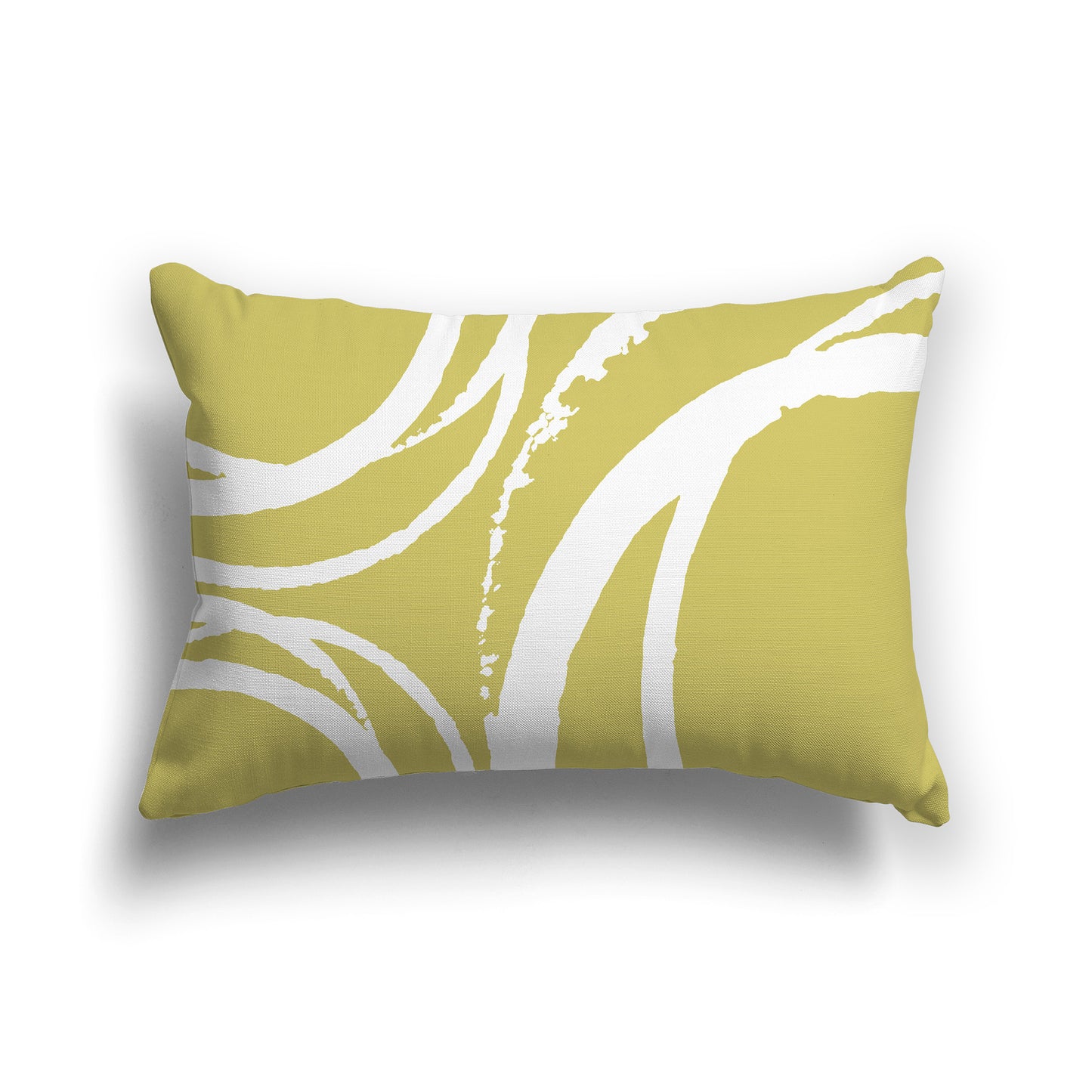 Lumbar Throw Pillow with Yellow-green and White Abstract Circles