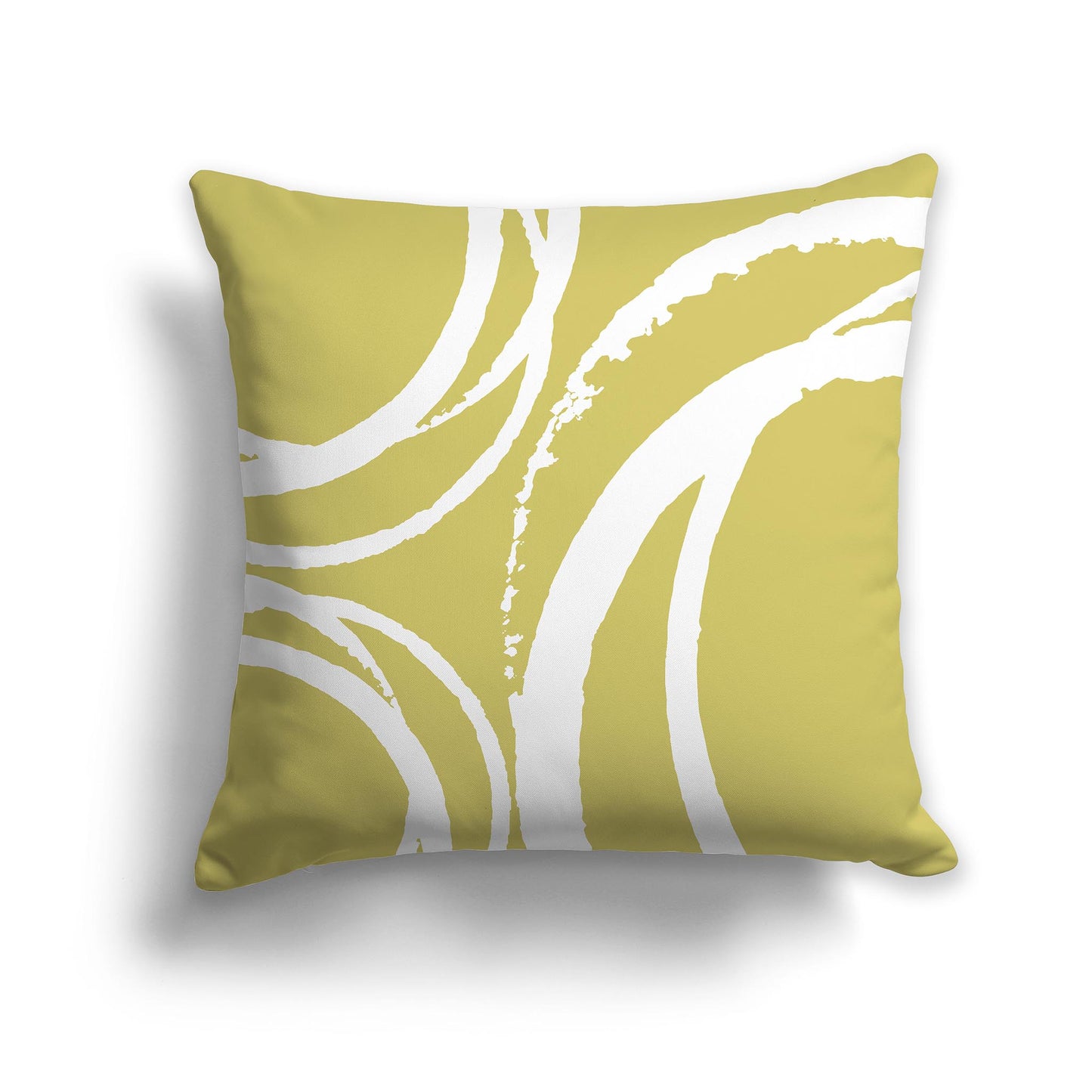 Square Throw Pillow with Yellow-green and White Abstract Circles